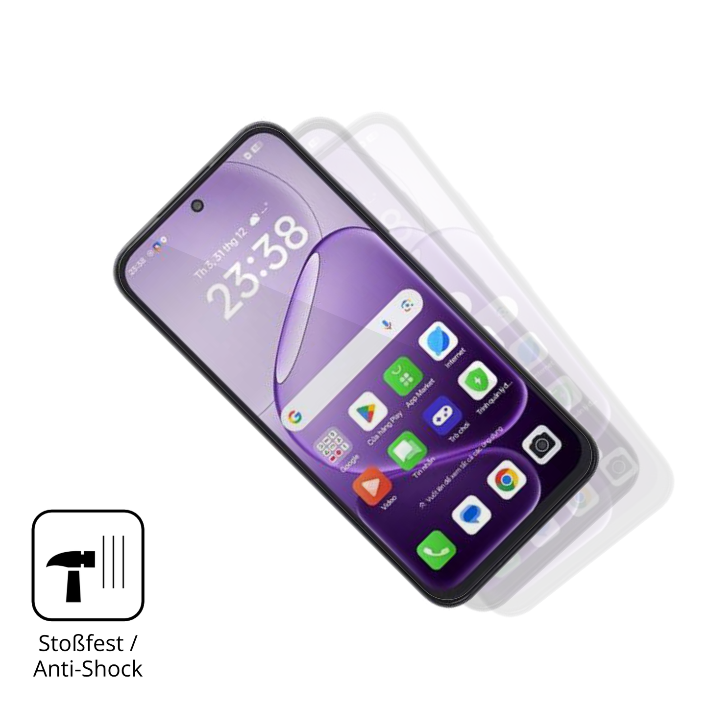 Schutz gegen Kratzer auf dem Oppo A6t Glas durch Schlüssel, Stöße gegen die Tischkante oder Stürze
