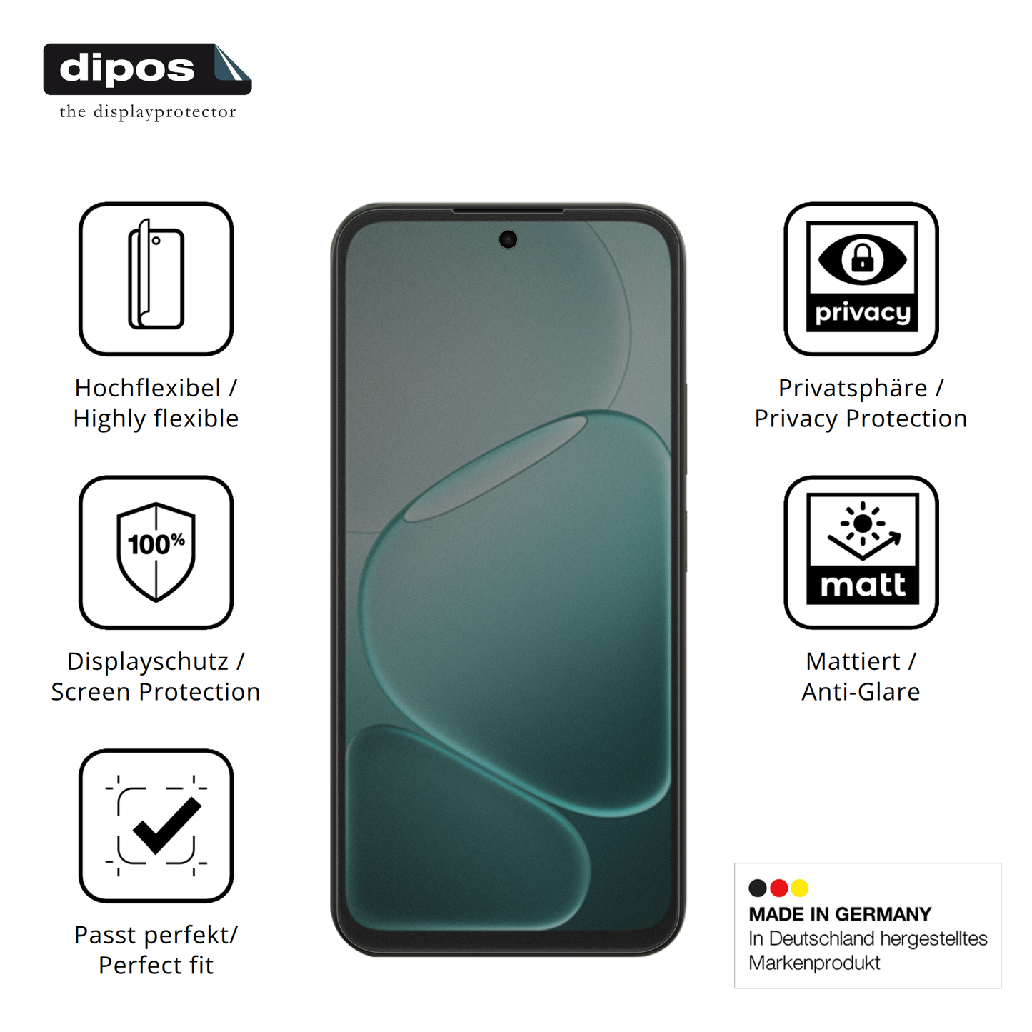 Flexible TPU-Folie passend zugeschnitten für Oppo A6v, mit Privatsphäre-Schutz durch Sichtschutz-Folie