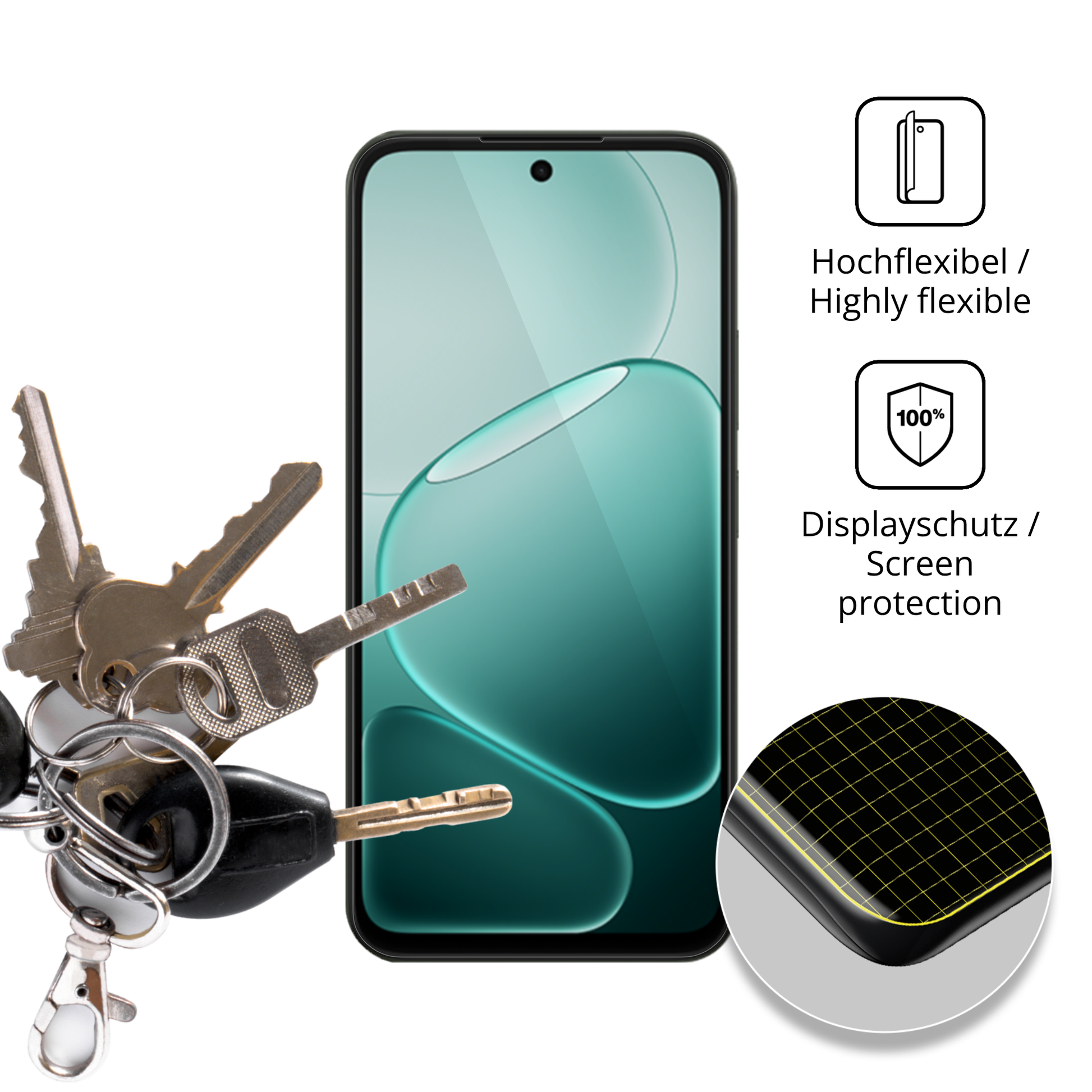 dipos Displayschutz für Oppo A6v, transparente Oberfläche, geringe Dicke und perfekte Passform