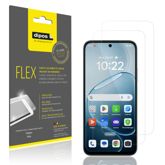 Klare Displayschutzfolie von dipos passend für Oppo A6x, 100% Displayabdeckung und blasenfreie Montage