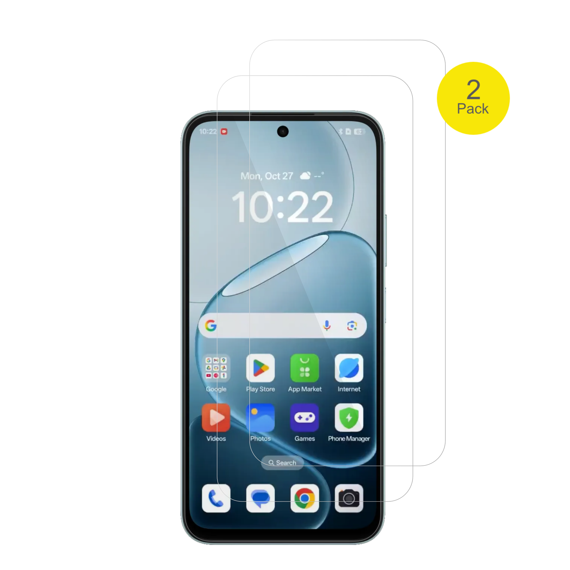 OppoA6x mit aufgebrachter dipos Displayschutzfolie, glasklare Darstellung ohne Einschränkungen