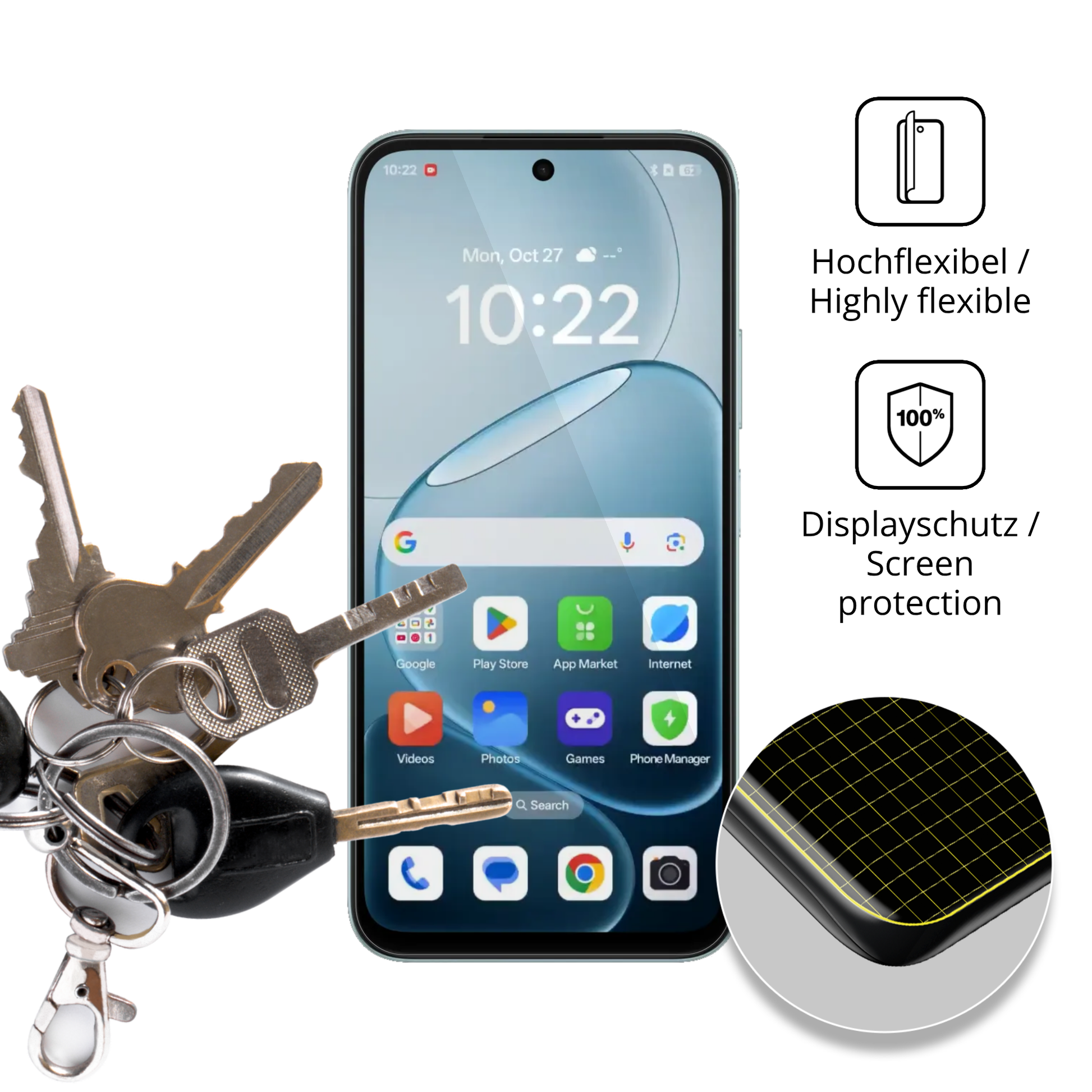 dipos Displayschutz für Oppo A6x, transparente Oberfläche, geringe Dicke und perfekte Passform