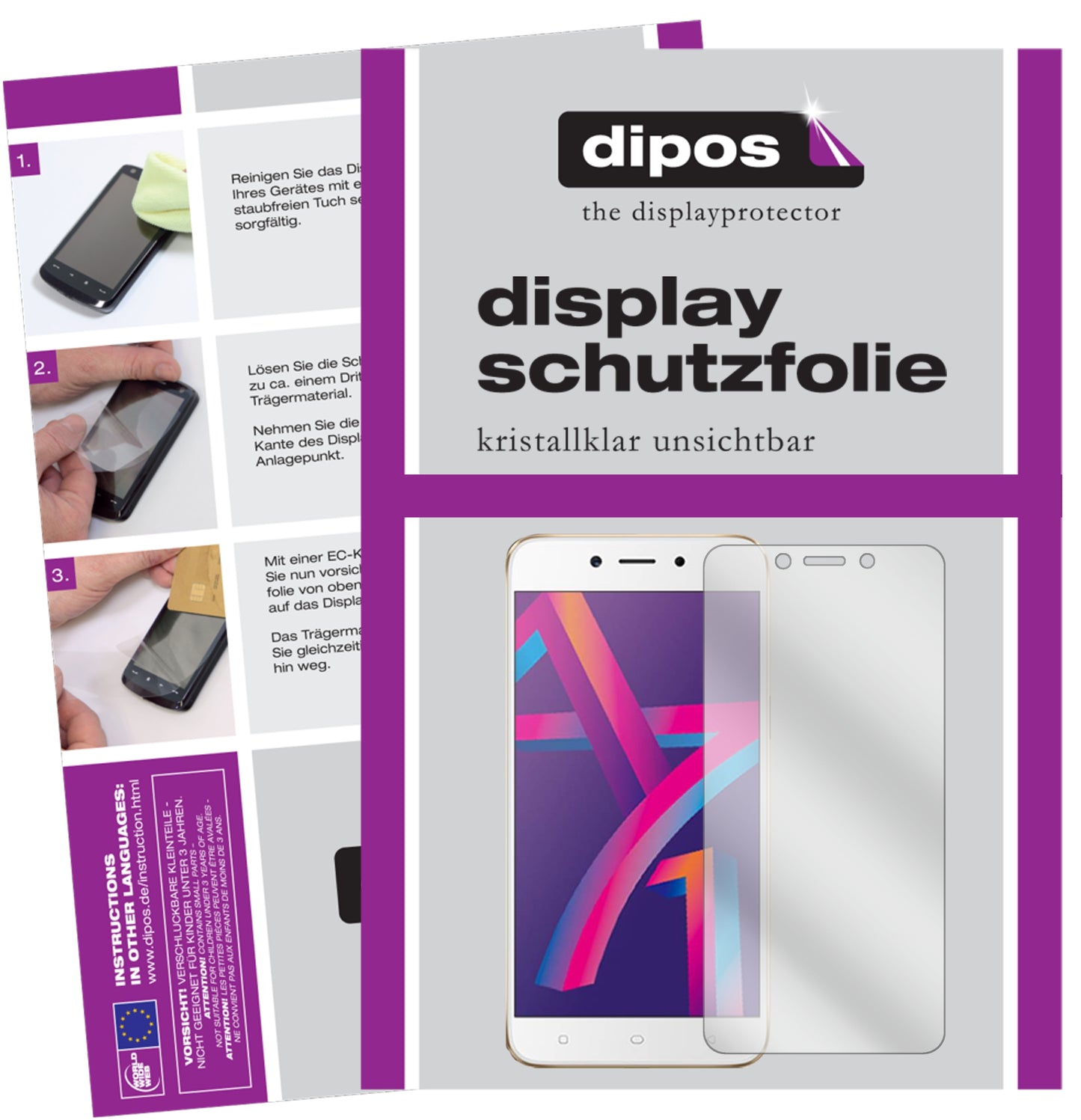 Kristallklare, dünne Schutzfolie: Kratzfest & passgenau für Oppo-A71 2018