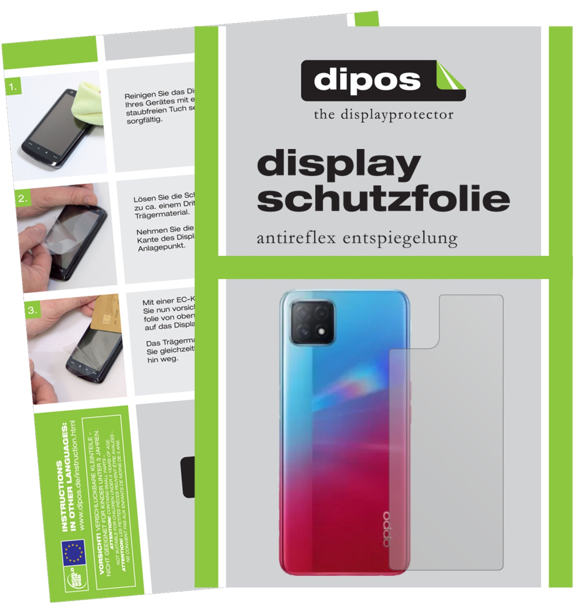 Mattes Panzerglas: Entspiegelte, dünne Folie, Fingerabdruckresistenz und Bildschirmschutz für Oppo-A72 5G Rückseite