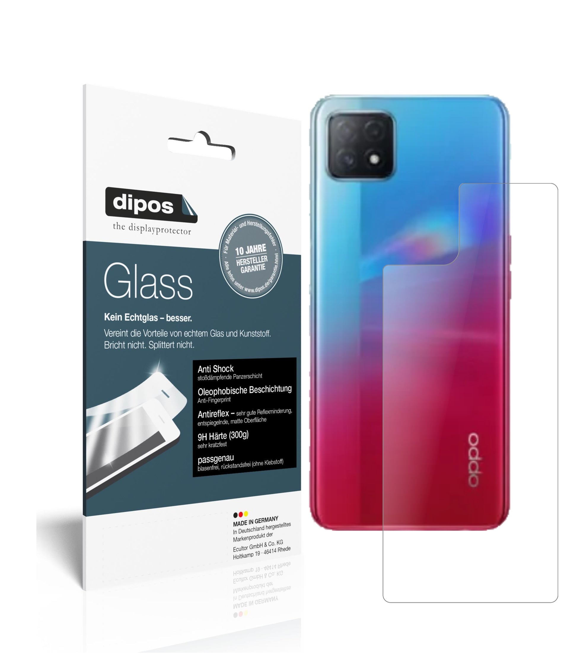 Mattes Panzerglas: Schutz vor Brüchen, Fingerabdrücken und Bildschirmblendung für Oppo-A72 5G Rückseite