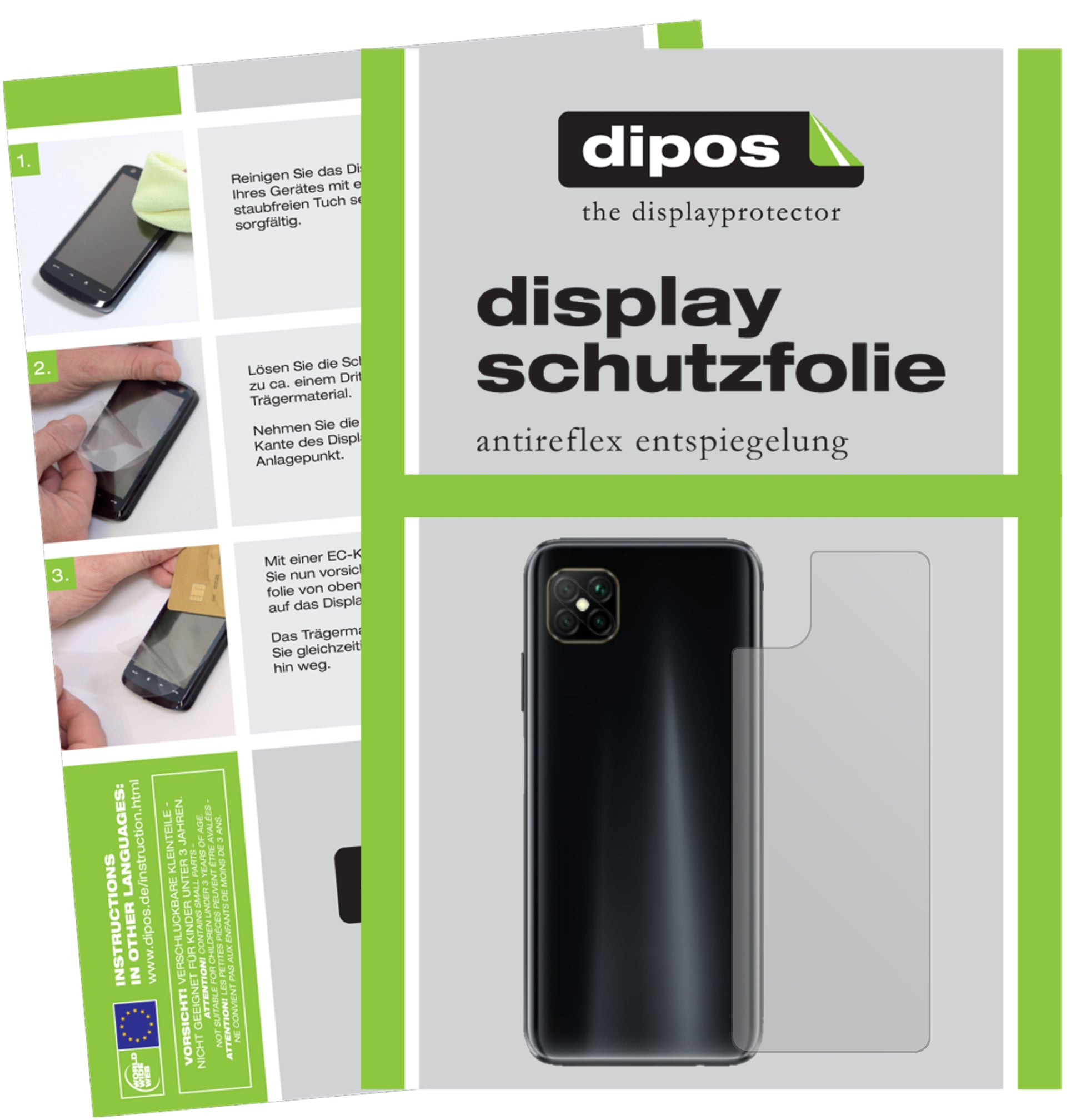 Mattes Panzerglas: Entspiegelte, dünne Folie, Fingerabdruckresistenz und Bildschirmschutz für Oppo-A92s Rückseite