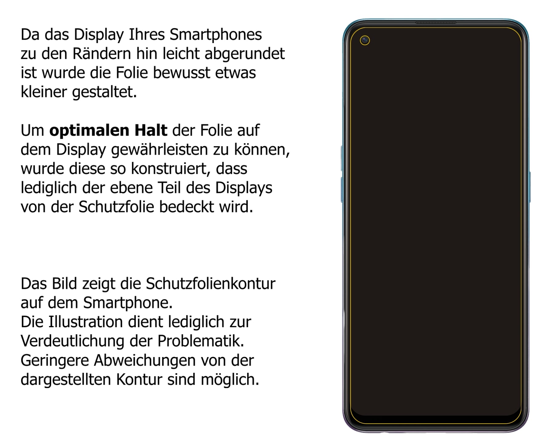 Schutzfolie mit optimaler Passform, zur Verwendung mit Hüllen geeignet