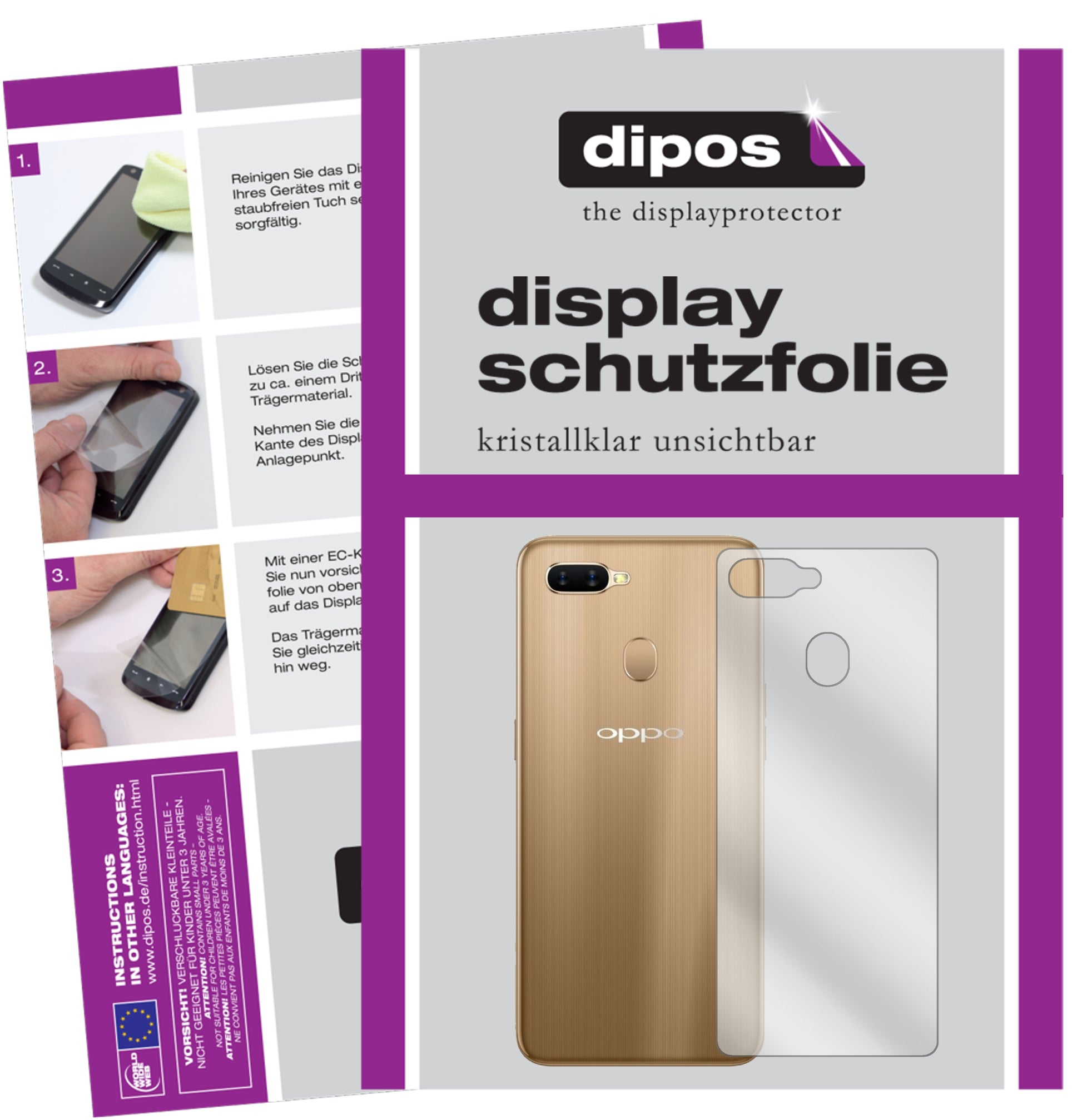 Kristallklare, dünne Schutzfolie: Kratzfest & passgenau für Oppo-AX7 Pro Rückseite