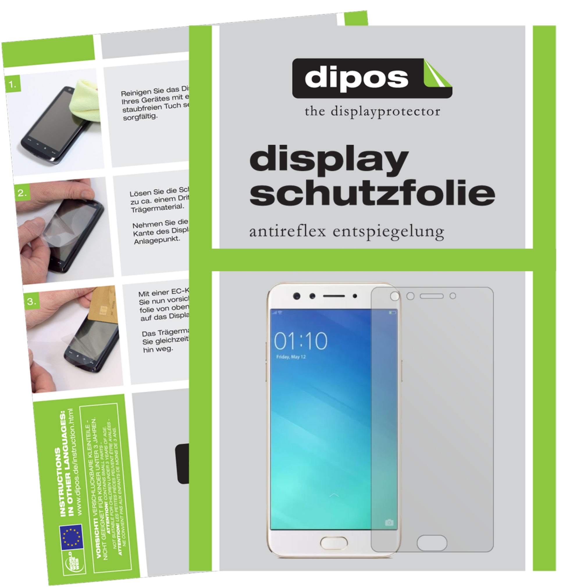 Mattes Panzerglas: Entspiegelte, dünne Folie, Fingerabdruckresistenz und Bildschirmschutz für Oppo-F3