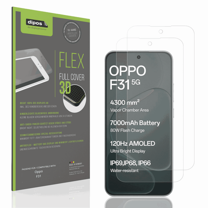 Matte Displayschutzfolie von dipos passend für Oppo F31, 100% Displayabdeckung und blasenfreie Montage