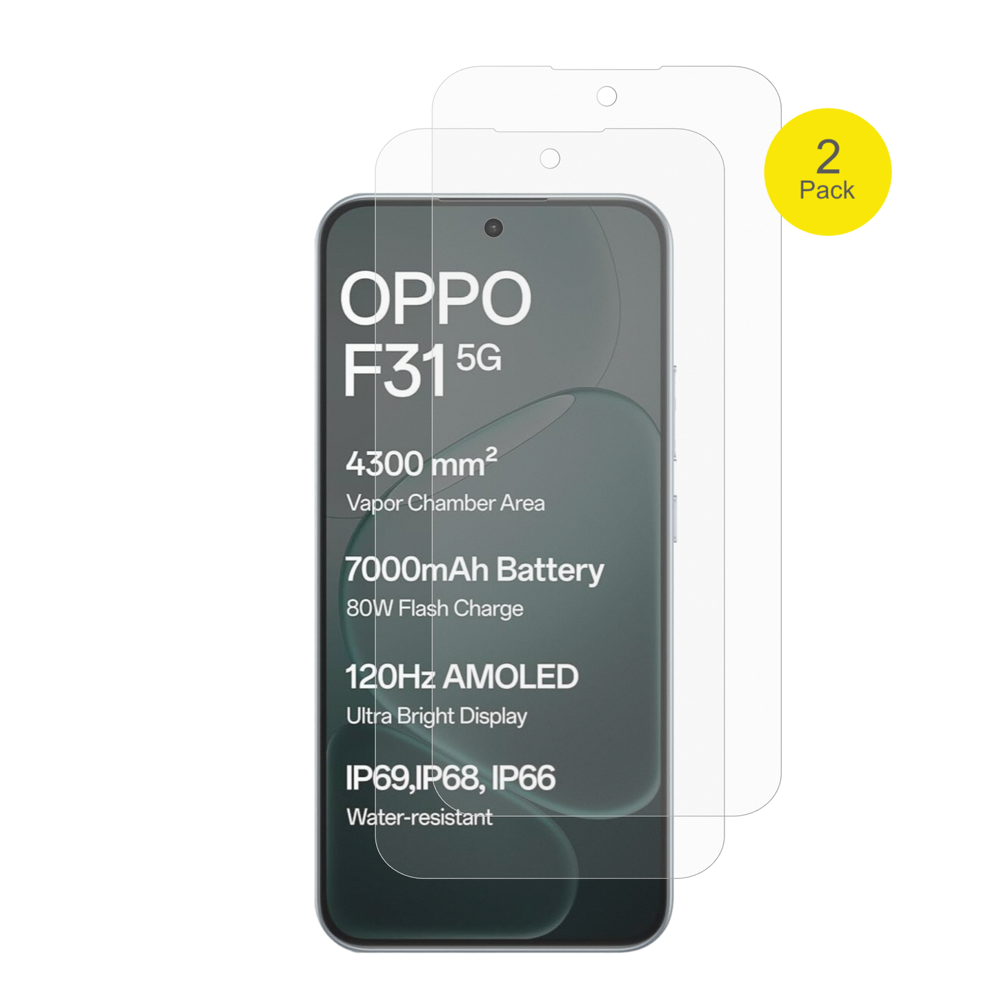 OppoF31 mit aufgebrachter dipos Flex Schutzfolie, glasklare Darstellung ohne Einschränkungen