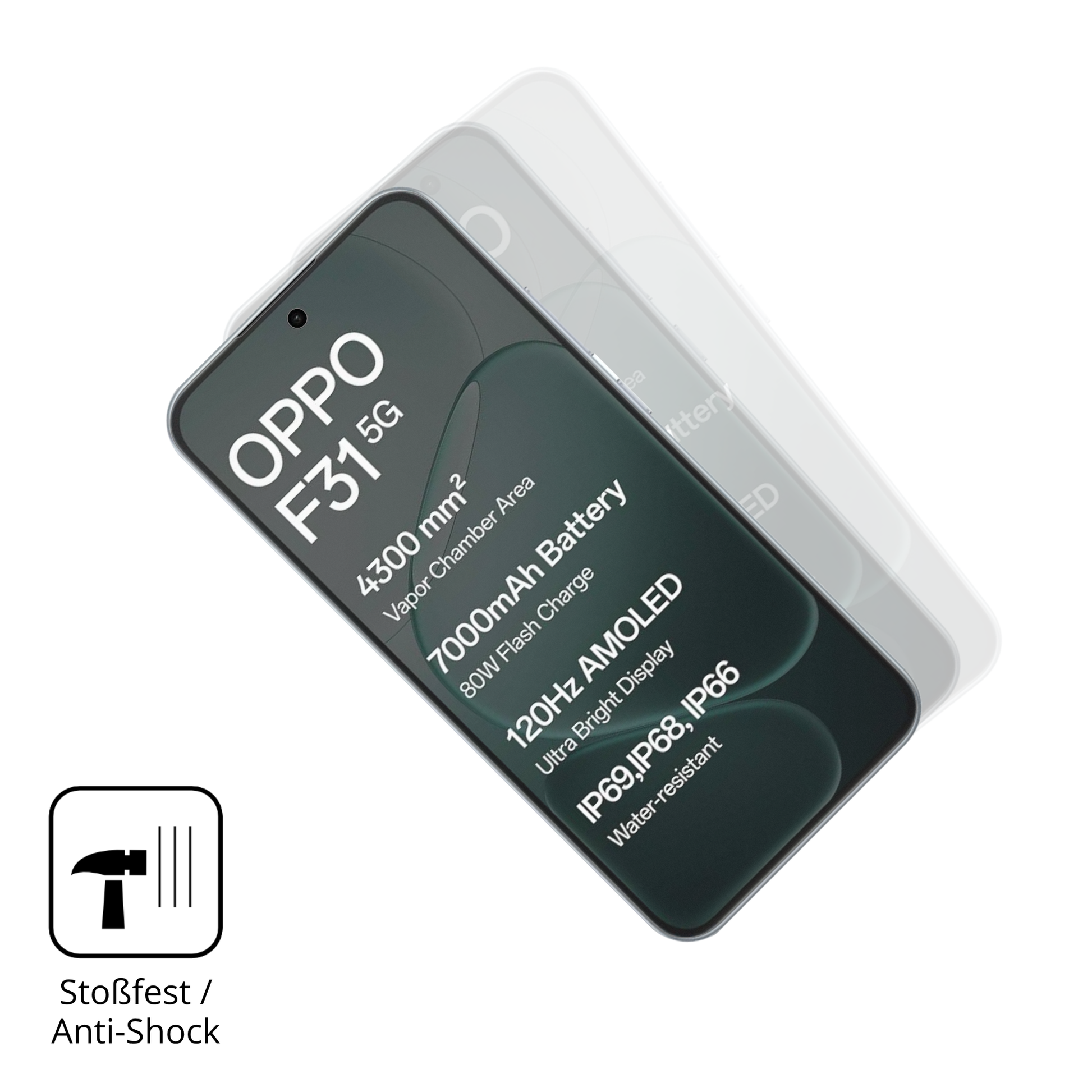 Schutz gegen Kratzer auf dem Oppo F31 Glas durch Schlüssel, Stöße gegen die Tischkante oder Stürze