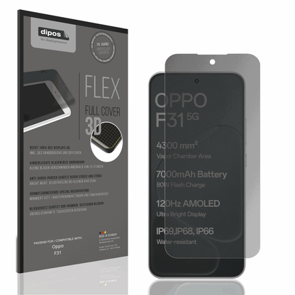 Blickschutzfolie von dipos passend für Oppo F31, 100% Displayabdeckung und blasenfreie Montage
