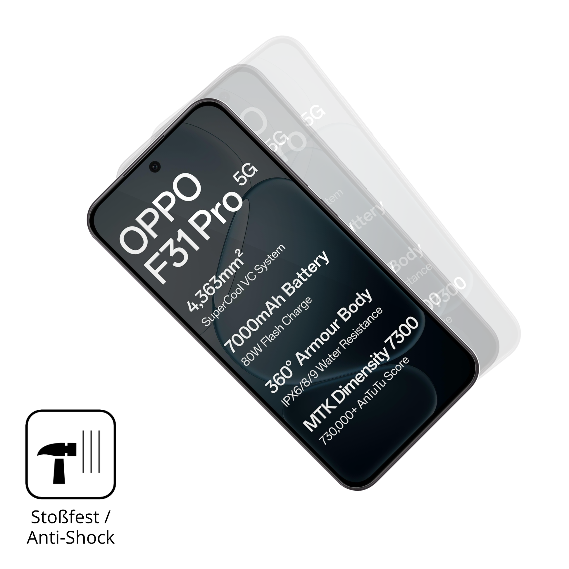 Schutz gegen Kratzer auf dem Oppo F31 Pro Glas durch Schlüssel oder Ähnliches