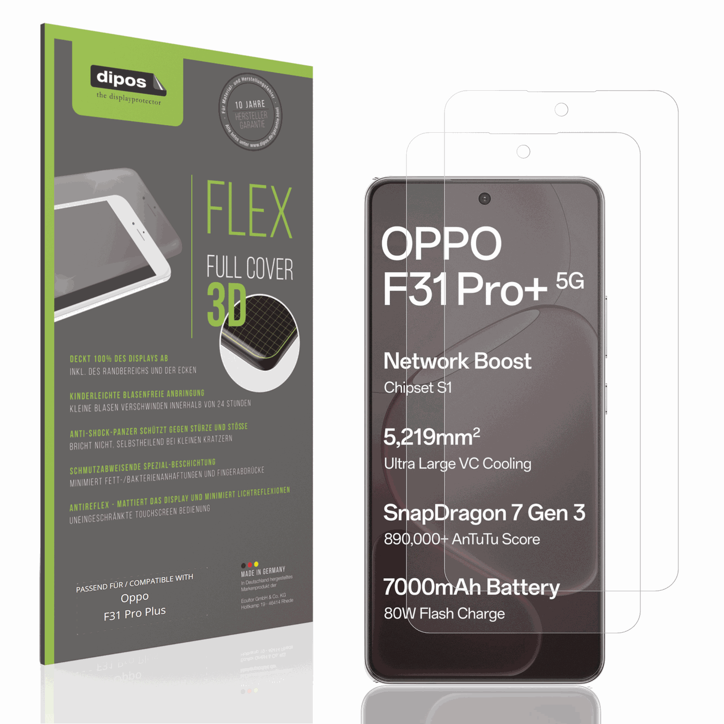 Matte Displayschutzfolie von dipos passend für Oppo F31 Pro Plus, 100% Displayabdeckung und blasenfreie Montage