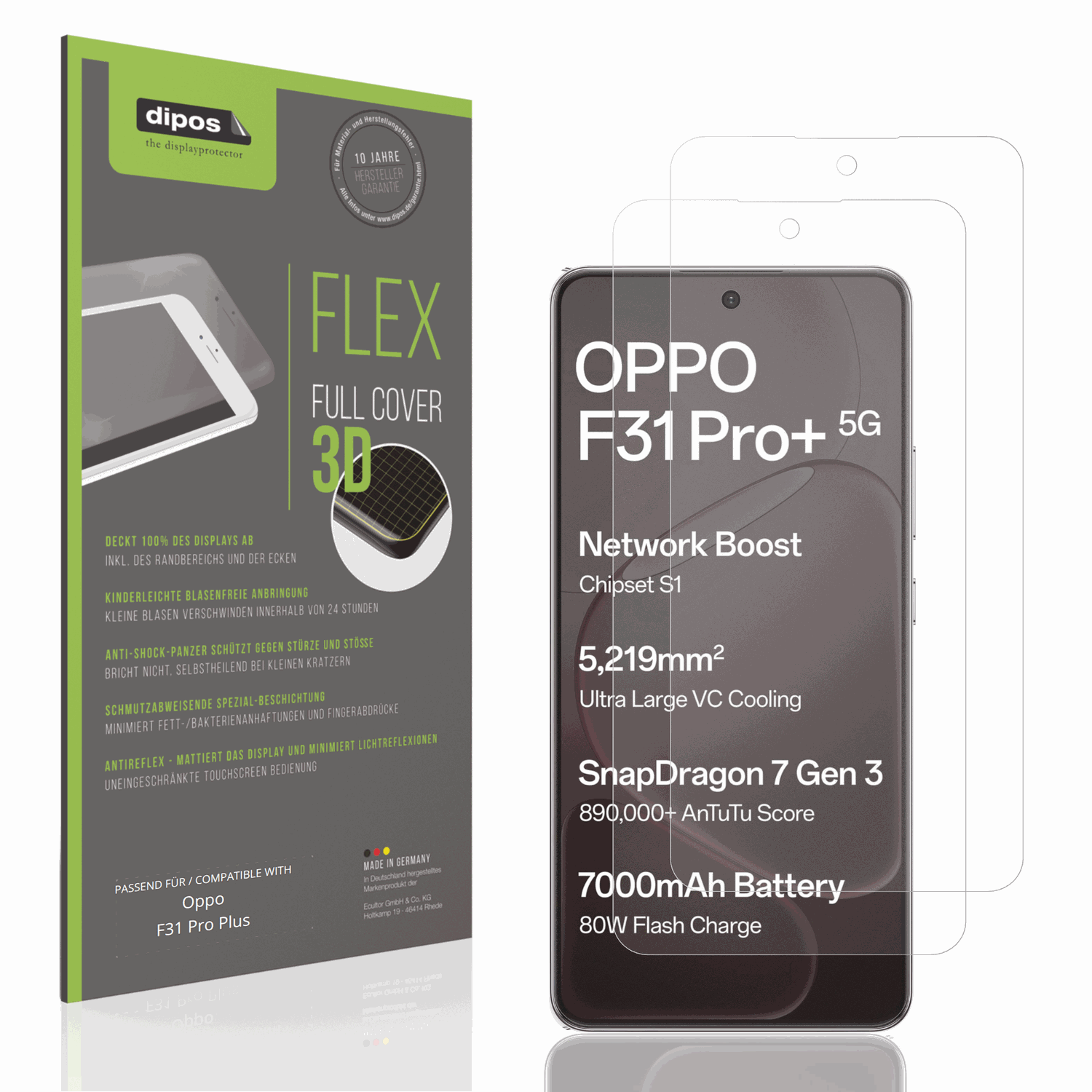 Matte Displayschutzfolie von dipos passend für Oppo F31 Pro Plus, 100% Displayabdeckung und blasenfreie Montage