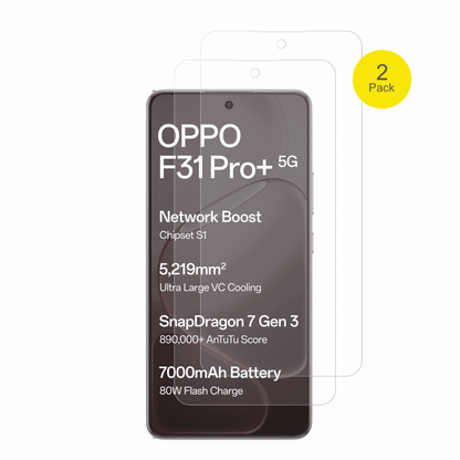 OppoF31 Pro Plus mit aufgebrachter dipos Flex Schutzfolie, glasklare Darstellung ohne Einschränkungen