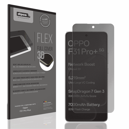Blickschutzfolie von dipos passend für Oppo F31 Pro Plus, 100% Displayabdeckung und blasenfreie Montage