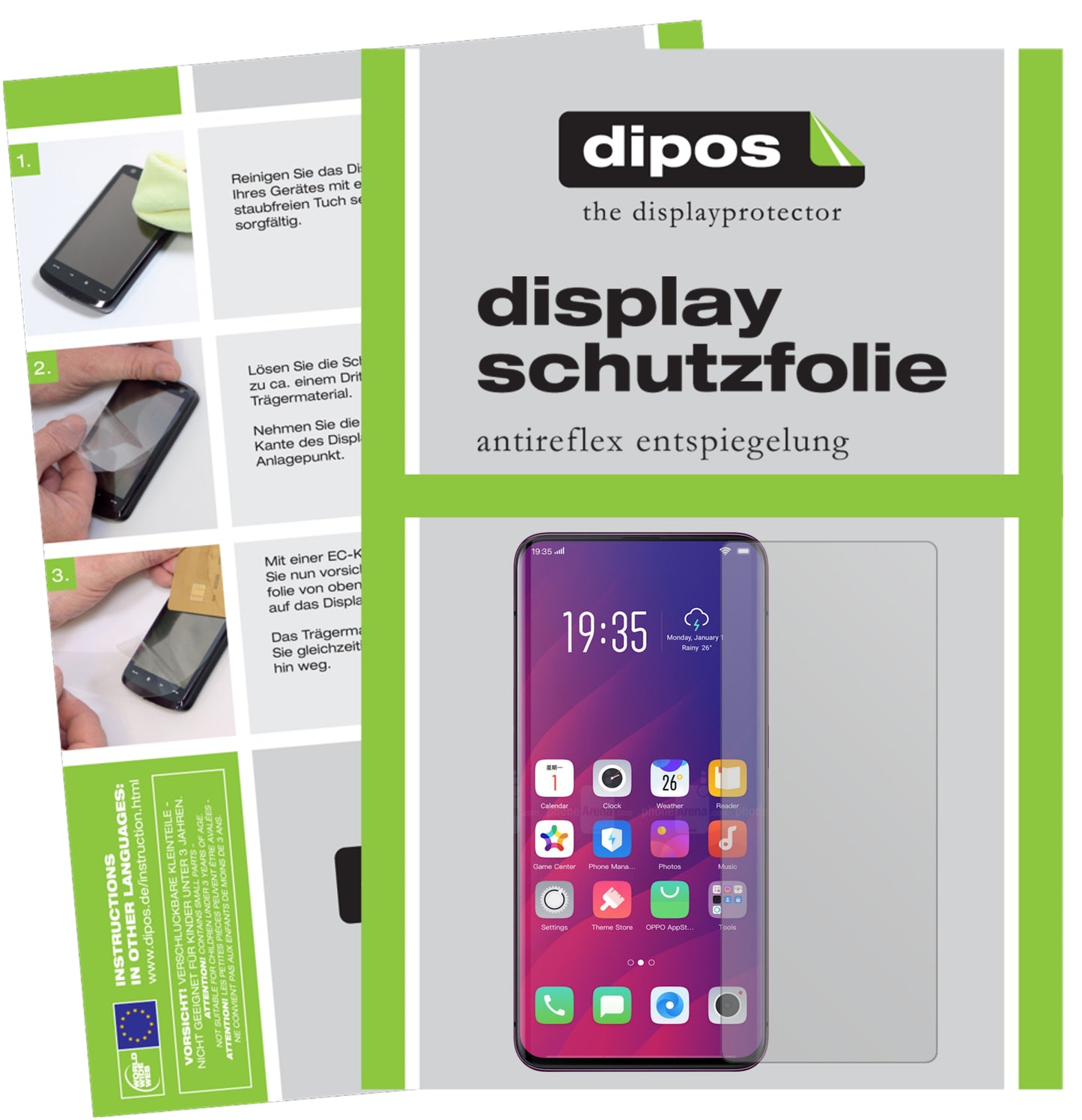 Mattes Panzerglas: Entspiegelte, dünne Folie, Fingerabdruckresistenz und Bildschirmschutz für Oppo-Find X