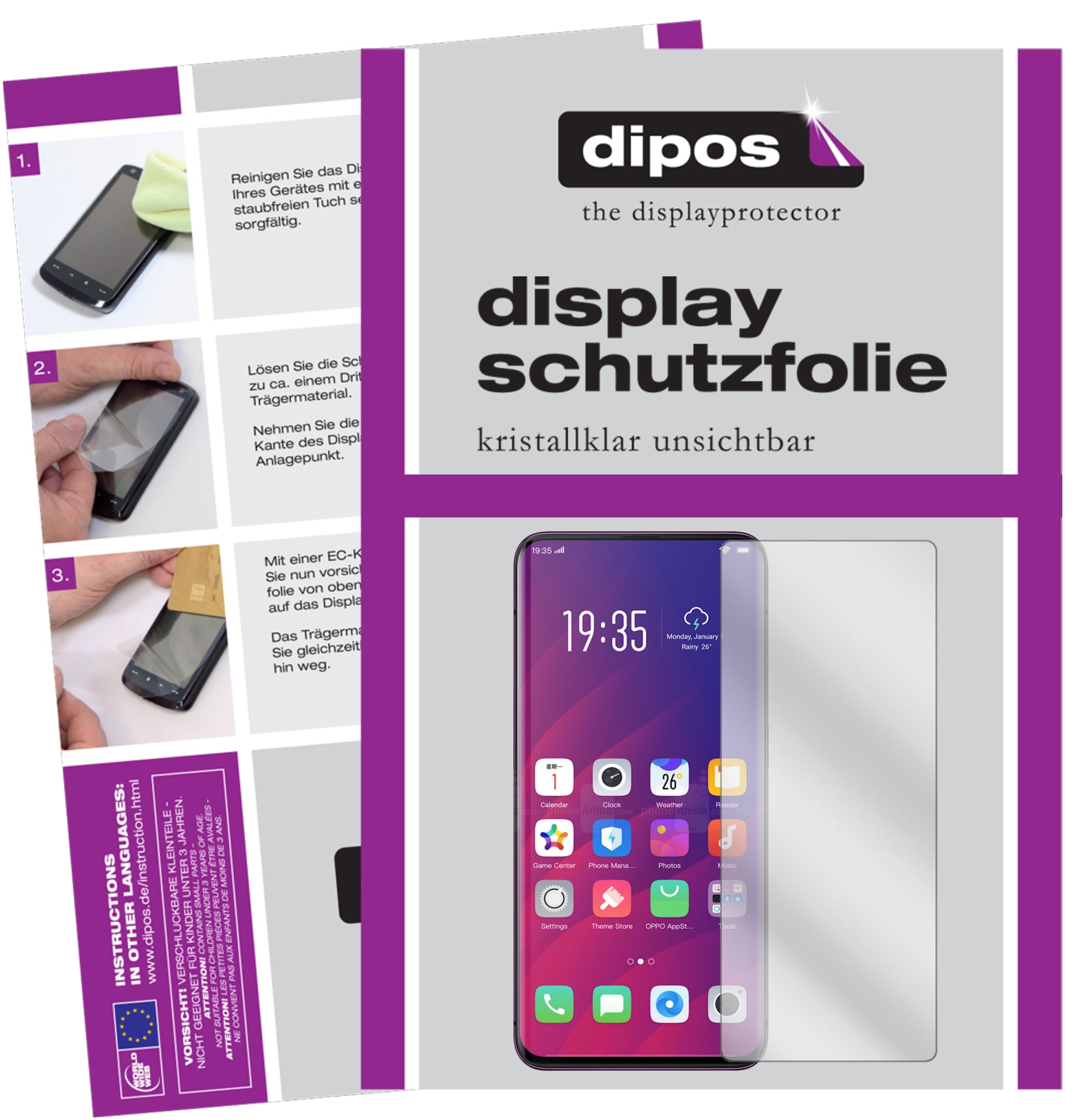 Kristallklare, dünne Schutzfolie: Kratzfest & passgenau für Oppo-Find X