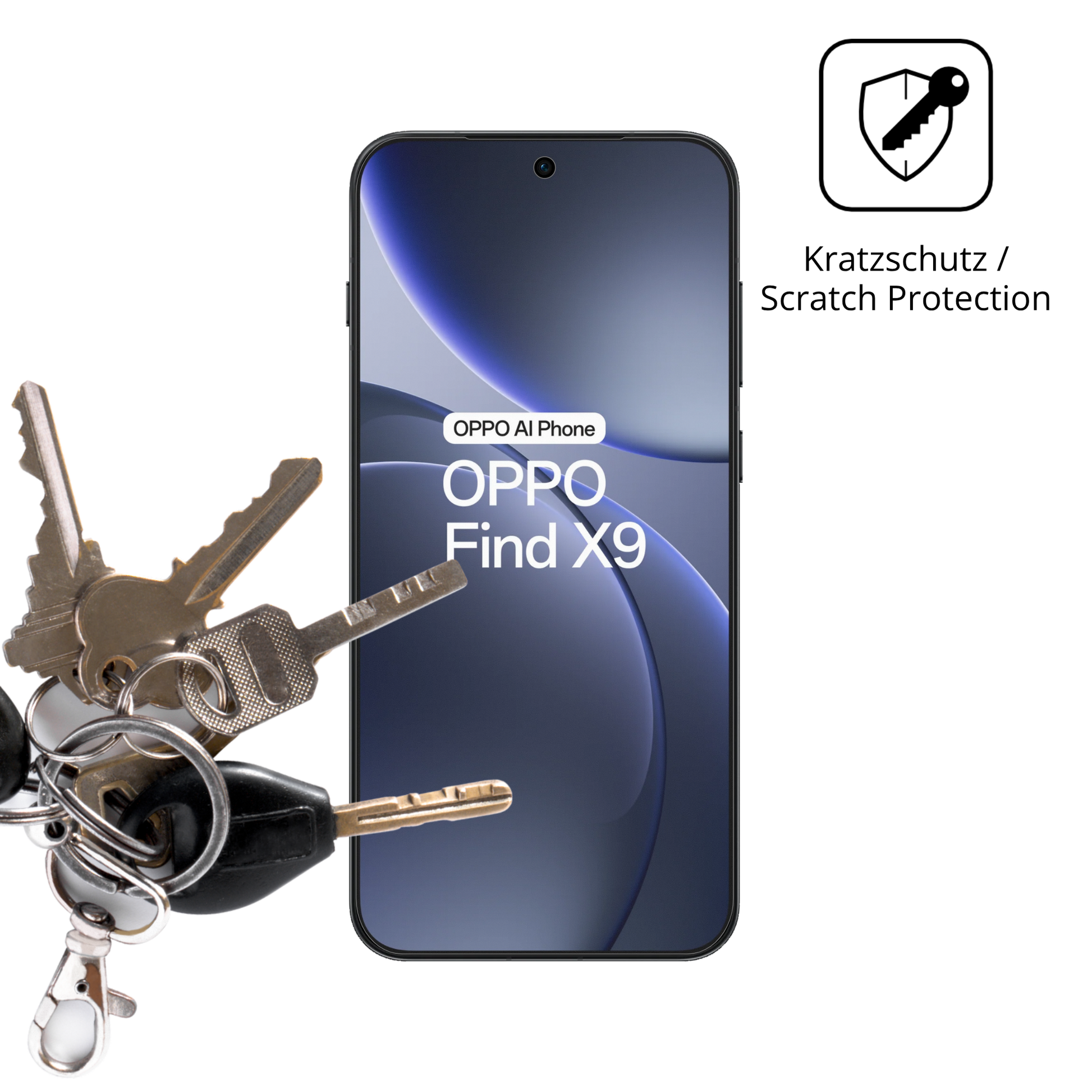 Schutz gegen Kratzer auf dem Oppo Find X9 5G Glas durch Schlüssel oder Ähnliches