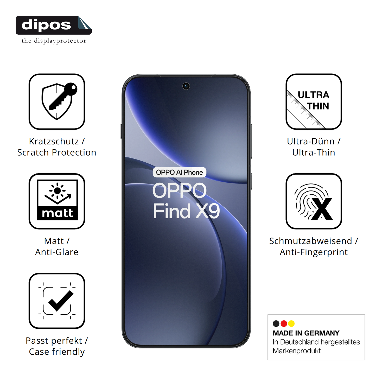 Displayschutz hergestellt in Deutschland, höchste Qualität made in Germany