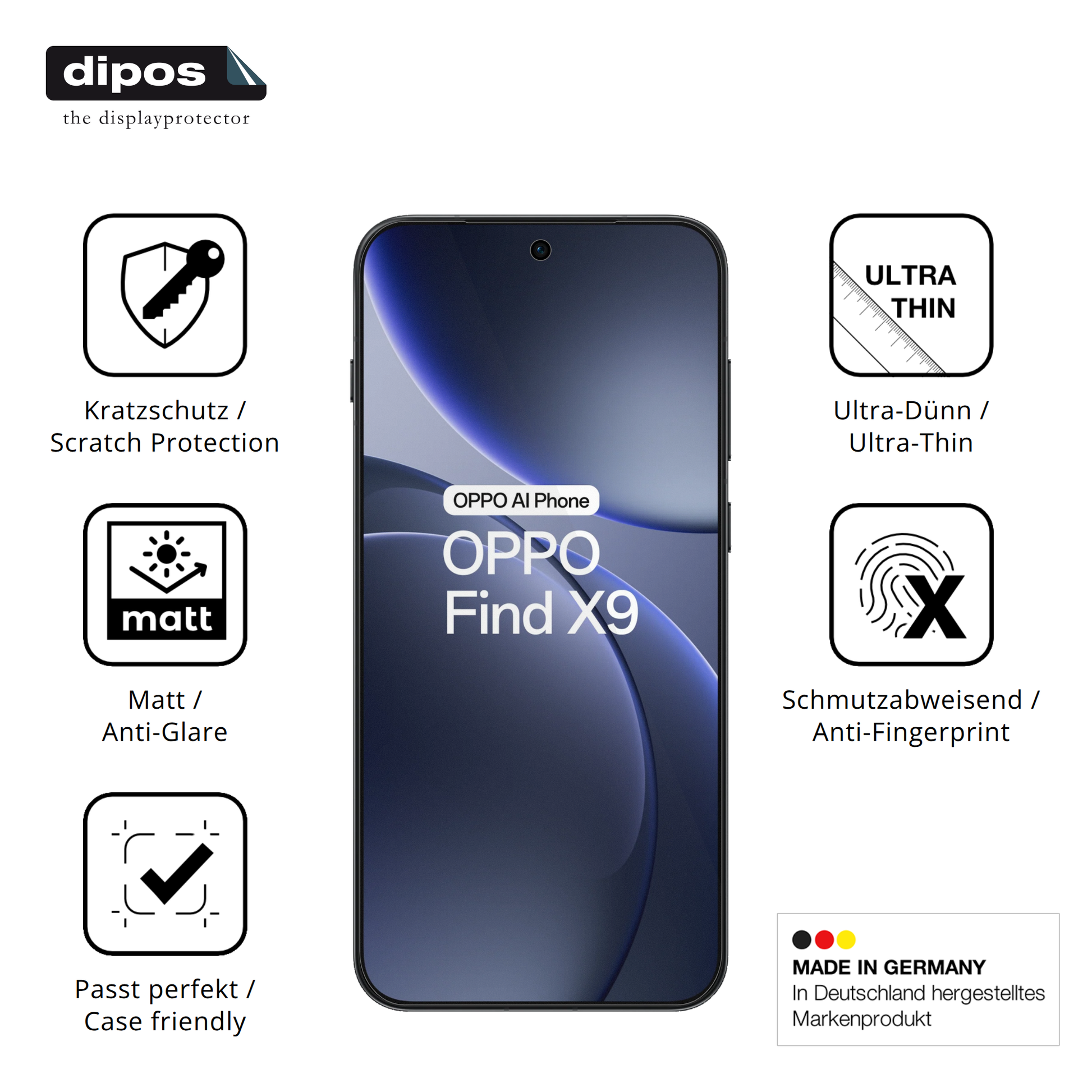 Displayschutz hergestellt in Deutschland, höchste Qualität made in Germany