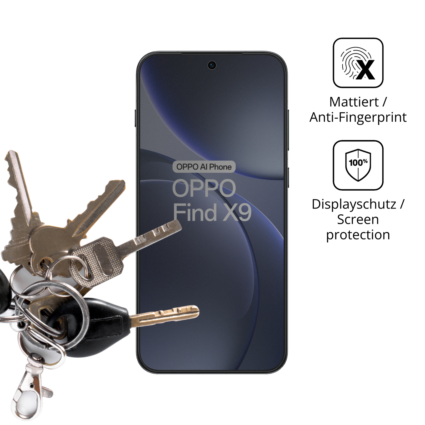 dipos Displayschutz für Oppo Find X9 5G, mattierte Oberfläche, Blickschutzfilter und perfekter Passform