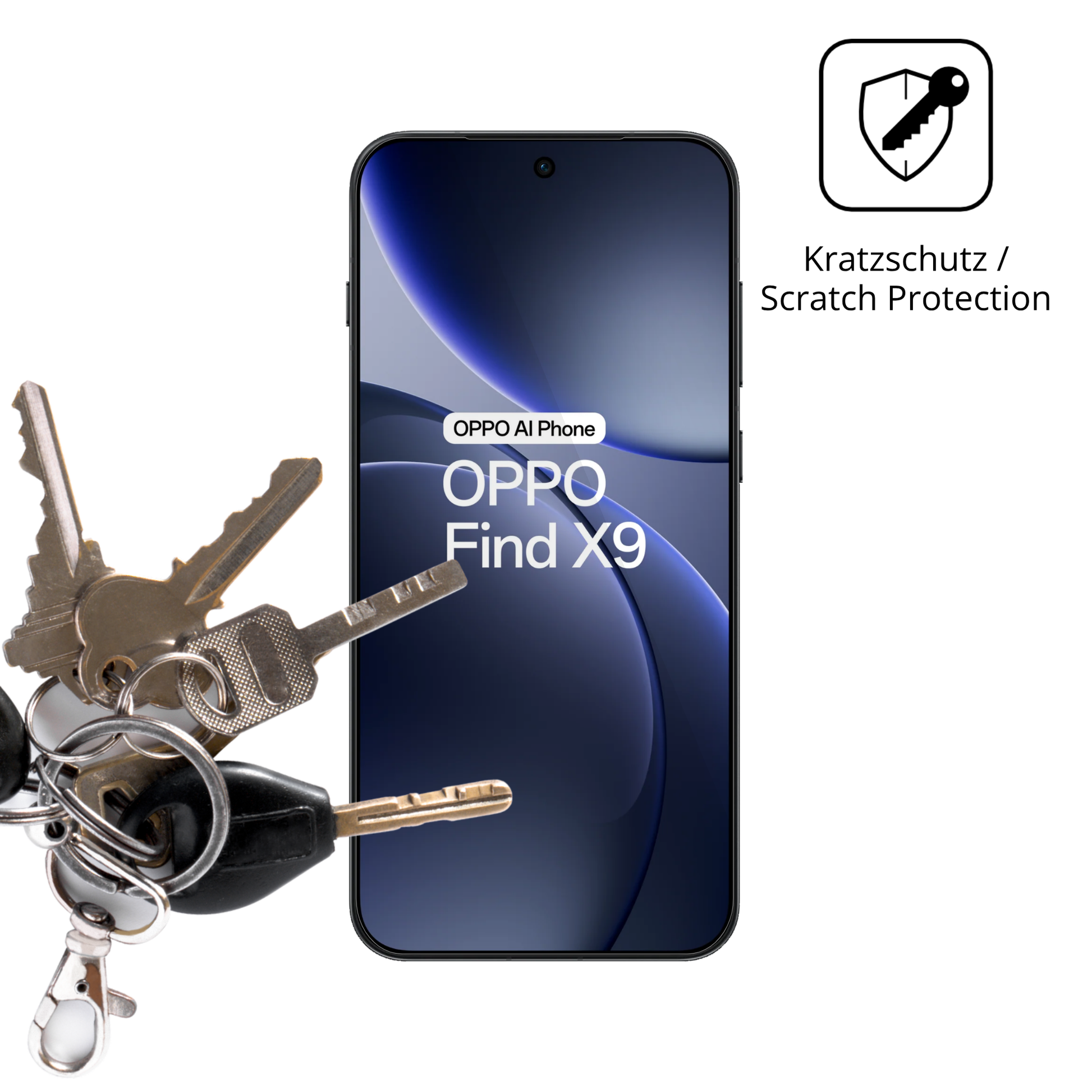 Schutz gegen Kratzer auf dem Oppo Find X9 5G Glas durch Schlüssel oder Ähnliches