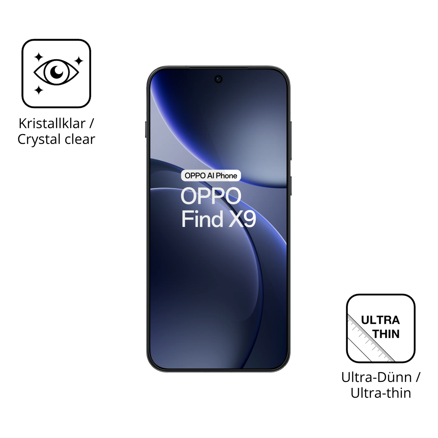 Dünne und klare Folie passend zugeschnitten für Oppo Find X9 5G