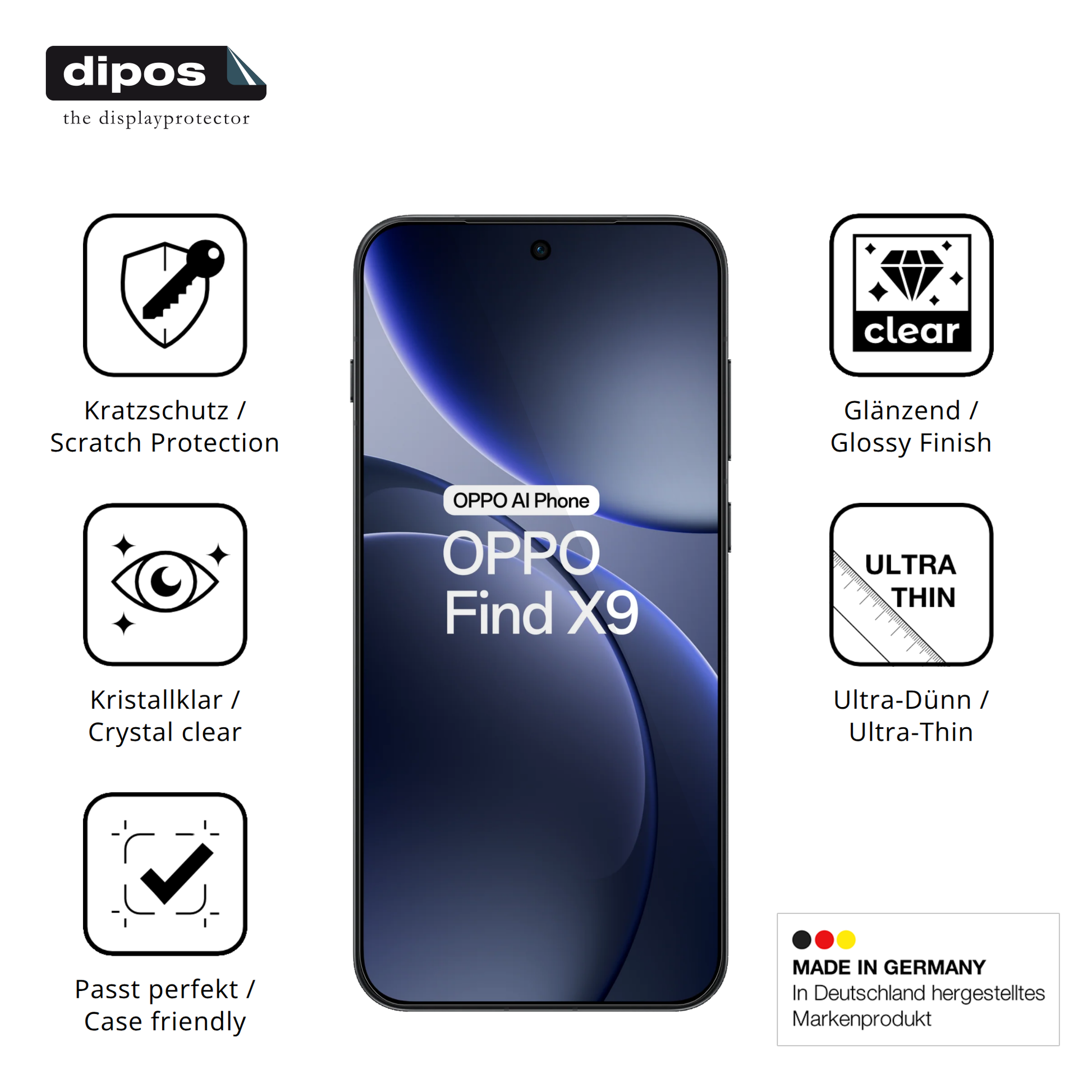 Displayschutz hergestellt in Deutschland, höchste Qualität made in Germany