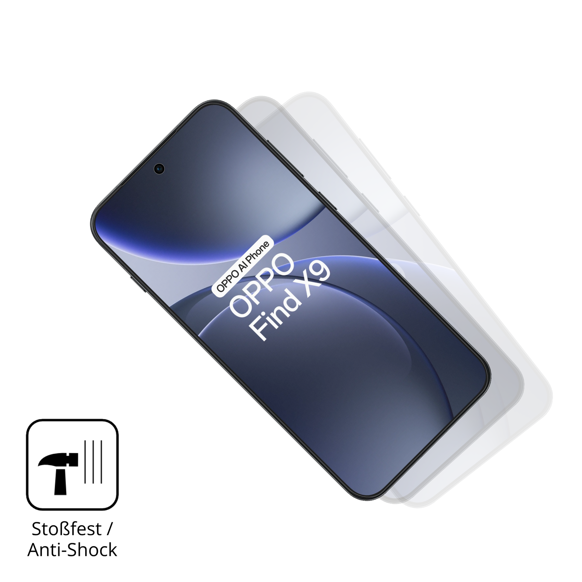 Schutz gegen Kratzer auf dem Oppo Find X9 5G Glas durch Schlüssel, Stöße gegen die Tischkante oder Stürze