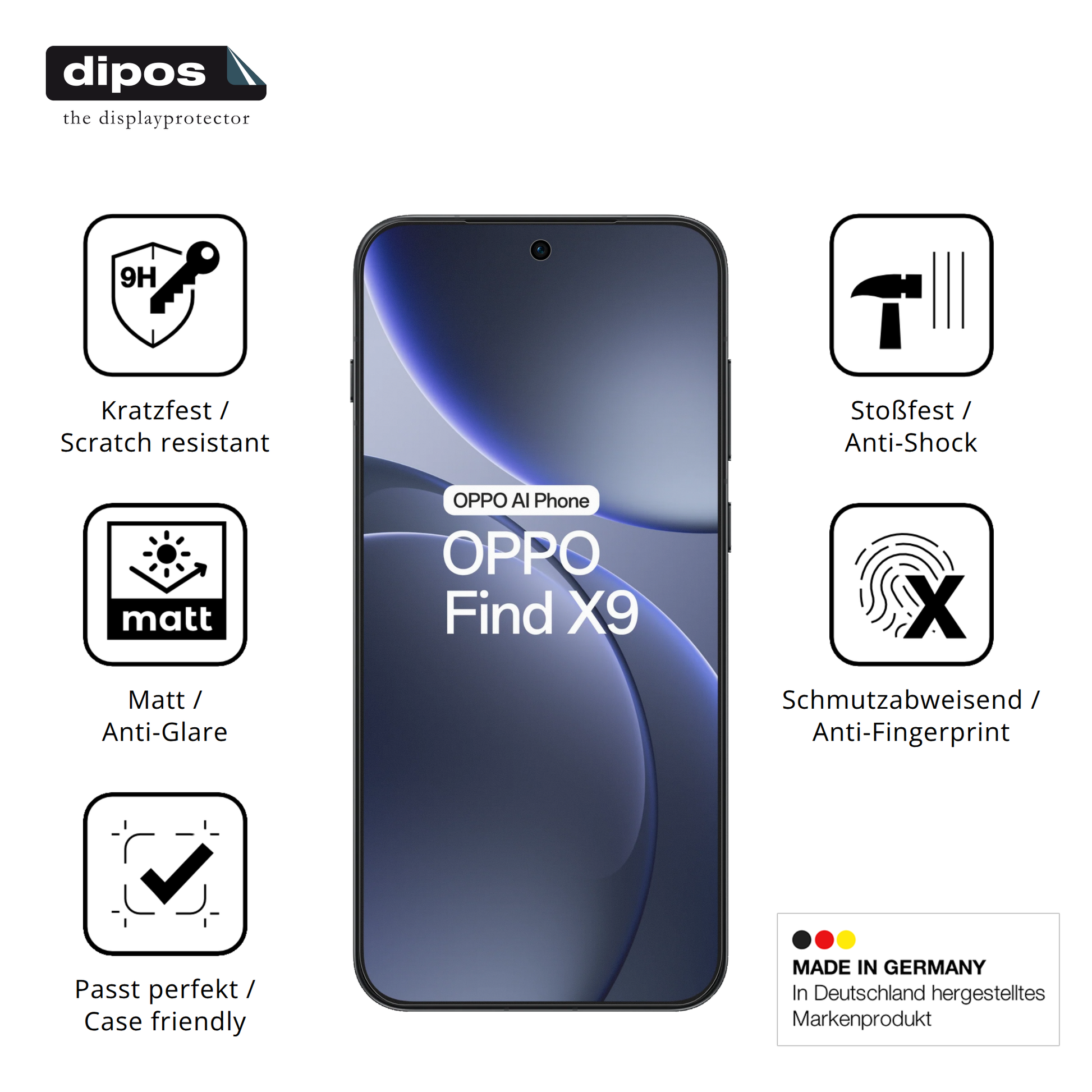 Displayschutz hergestellt in Deutschland, höchste Qualität made in Germany