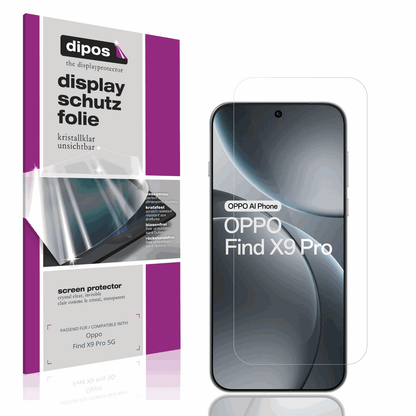 Klare Displayschutzfolie von dipos passend für oppofind x9 pro 5g, präziser Zuschnitt und blasenfrei montiert