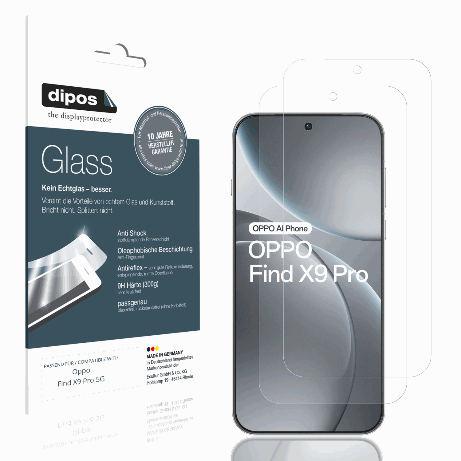 Matte Displayschutzfolie von dipos passend für oppofind x9 pro 5g, 9H kratzfest und blasenfrei montiert