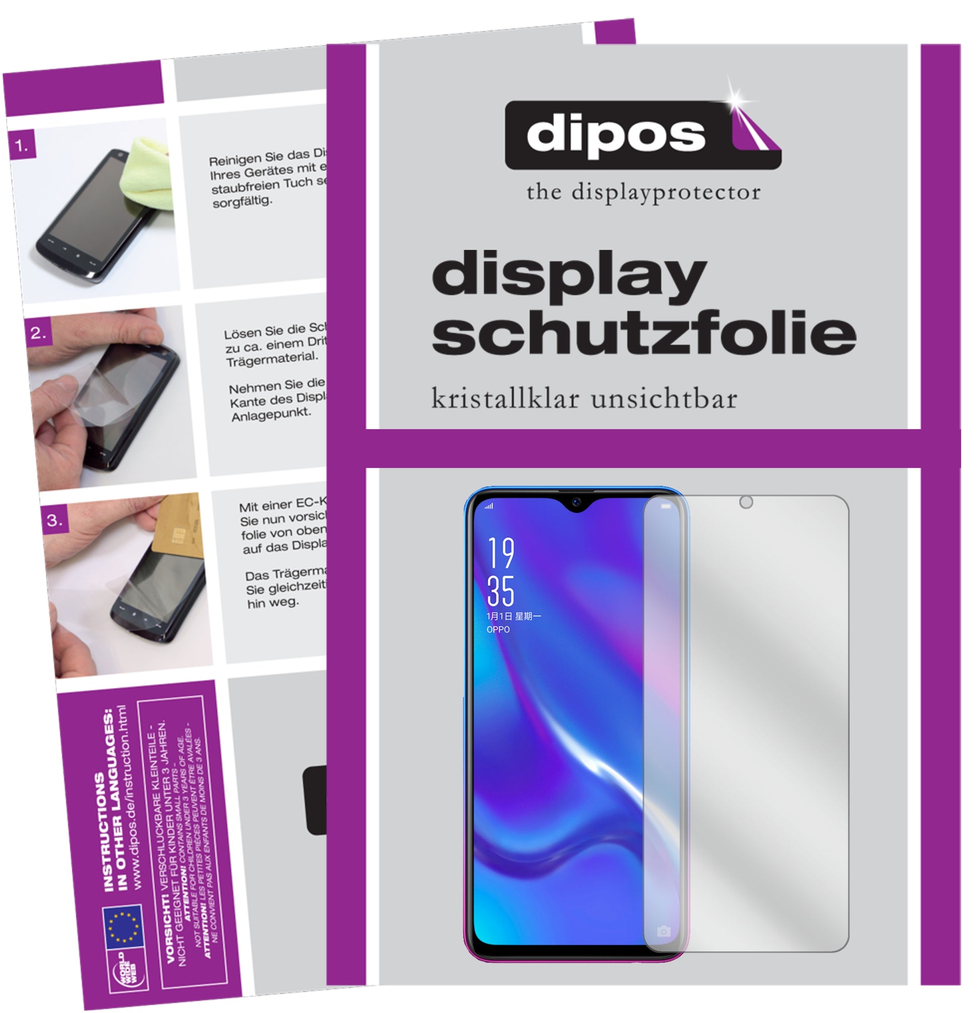 Kristallklare, dünne Schutzfolie: Kratzfest & passgenau für Oppo-K1