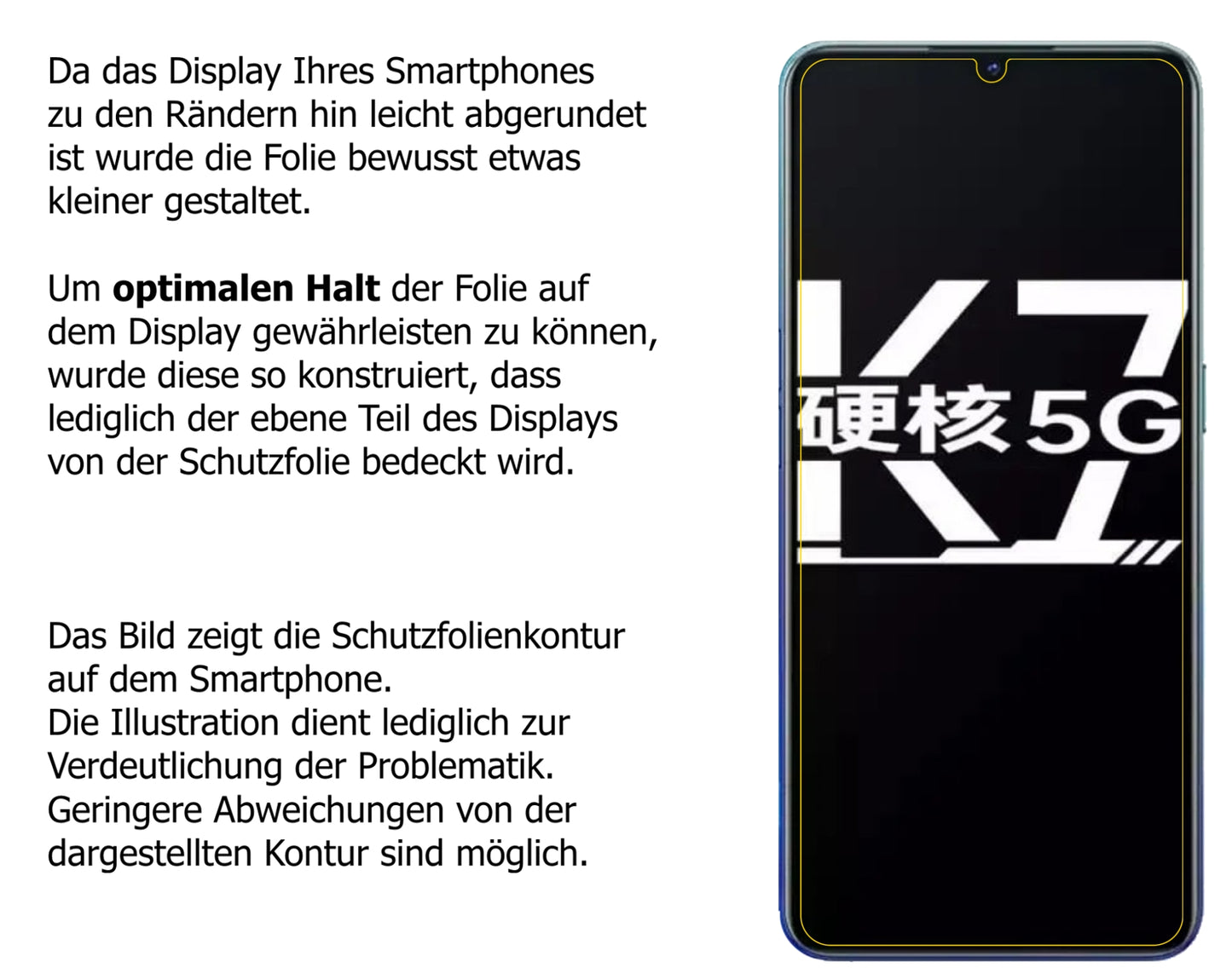 Schutzfolie mit optimaler Passform, zur Verwendung mit Hüllen geeignet