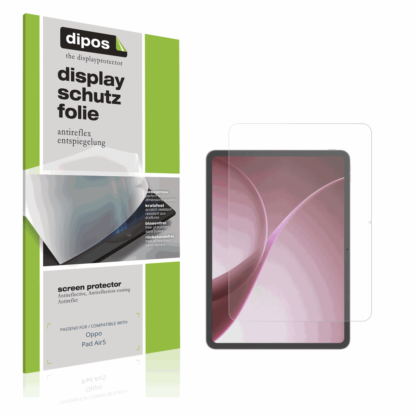 Matte Displayschutzfolie von dipos passend für Oppo Pad Air5, präziser Zuschnitt und blasenfrei montiert