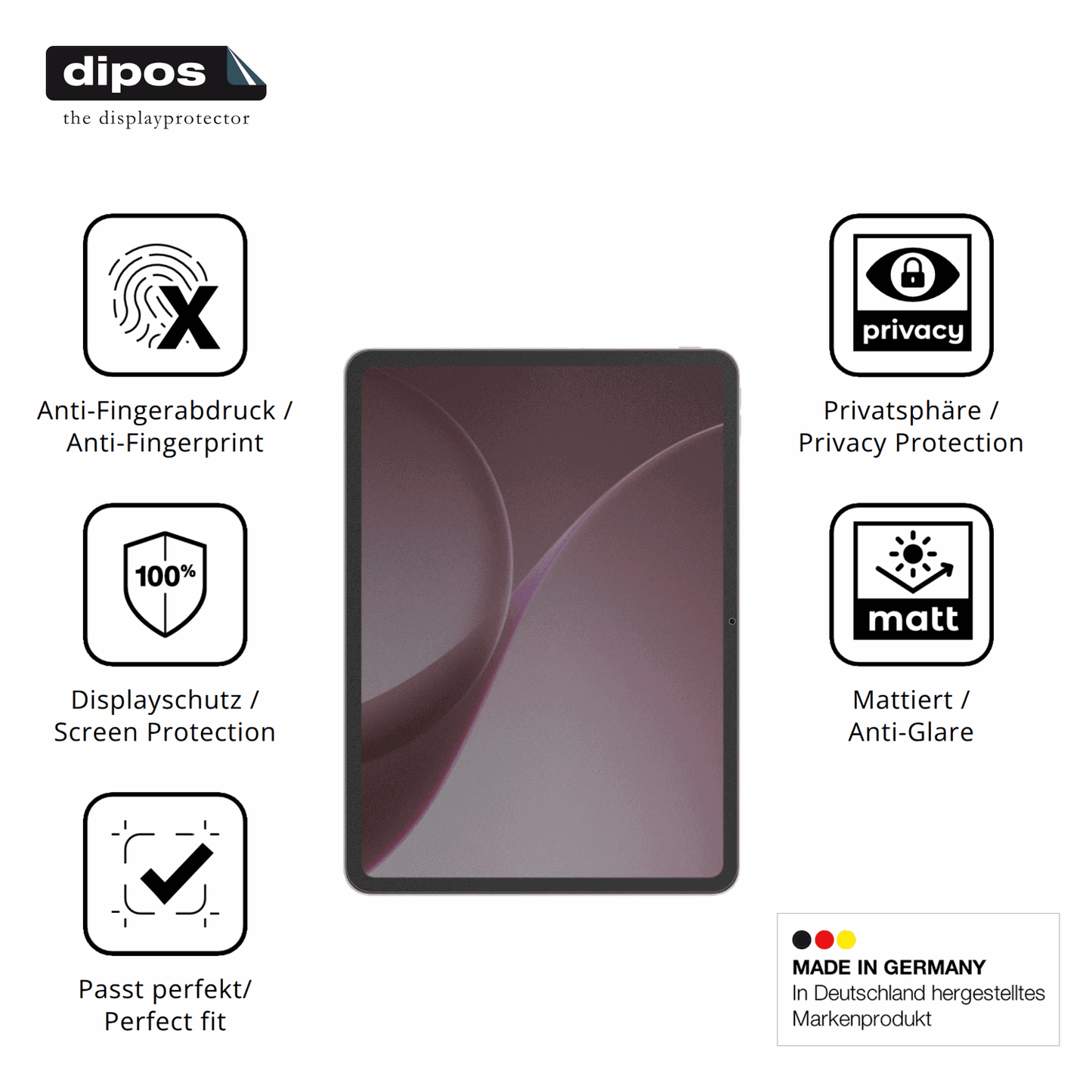 Privatsphäre-Schutz durch Sichtschutz-Folie passend zugeschnitten für Oppo Pad Air5