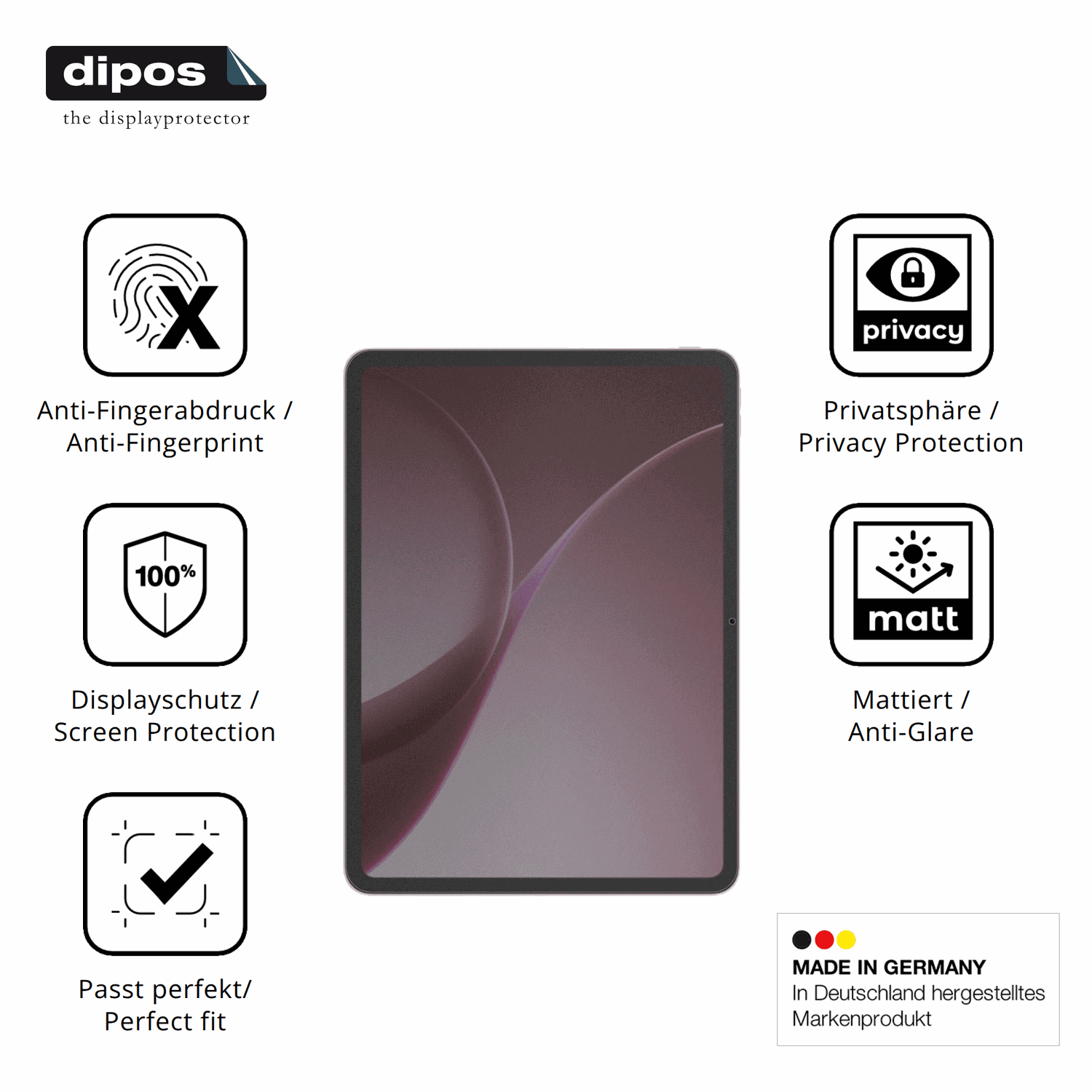 Privatsphäre-Schutz durch Sichtschutz-Folie passend zugeschnitten für Oppo Pad Air5