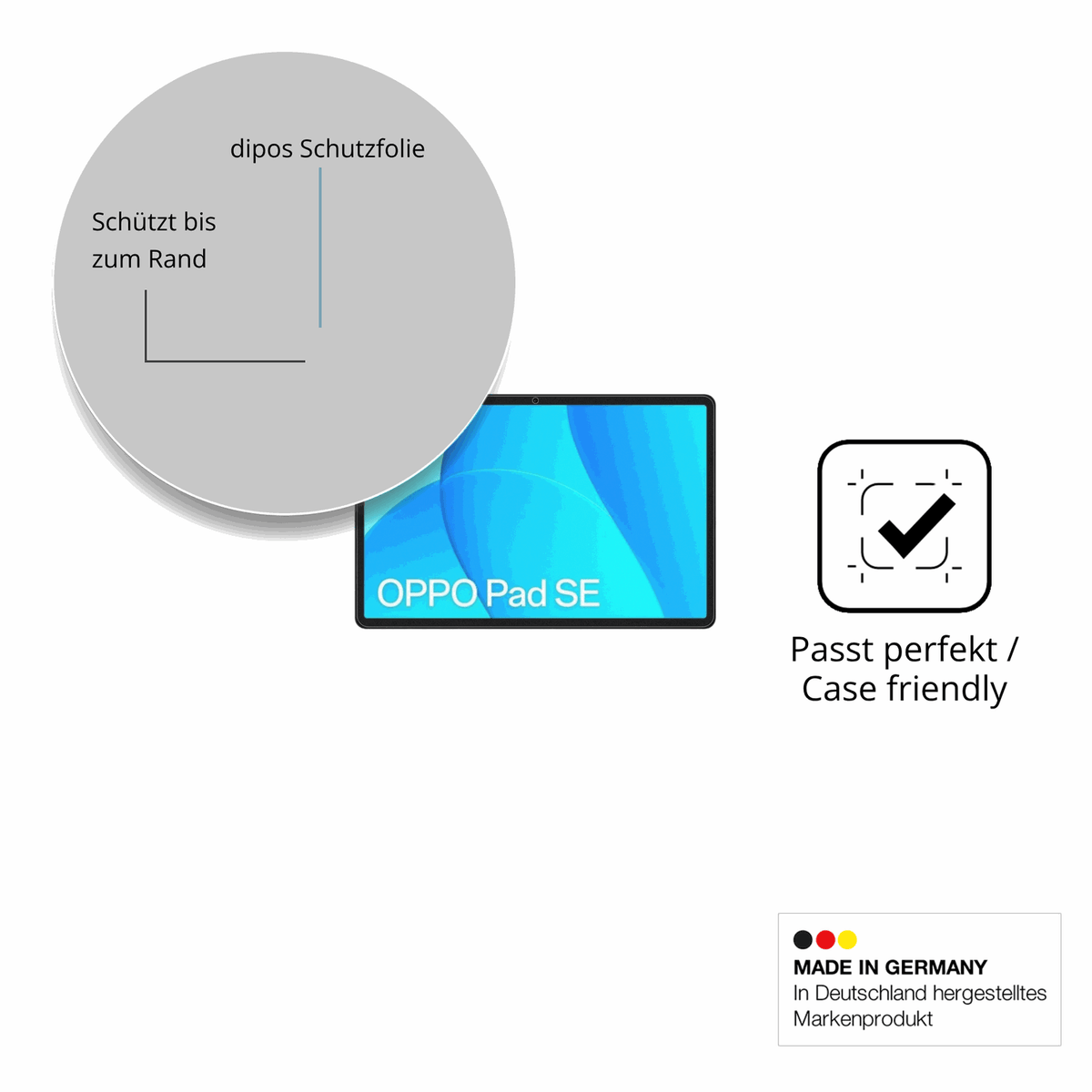 Schutzglasfolie mit optimaler Passform, zur Verwendung mit Hüllen geeignet