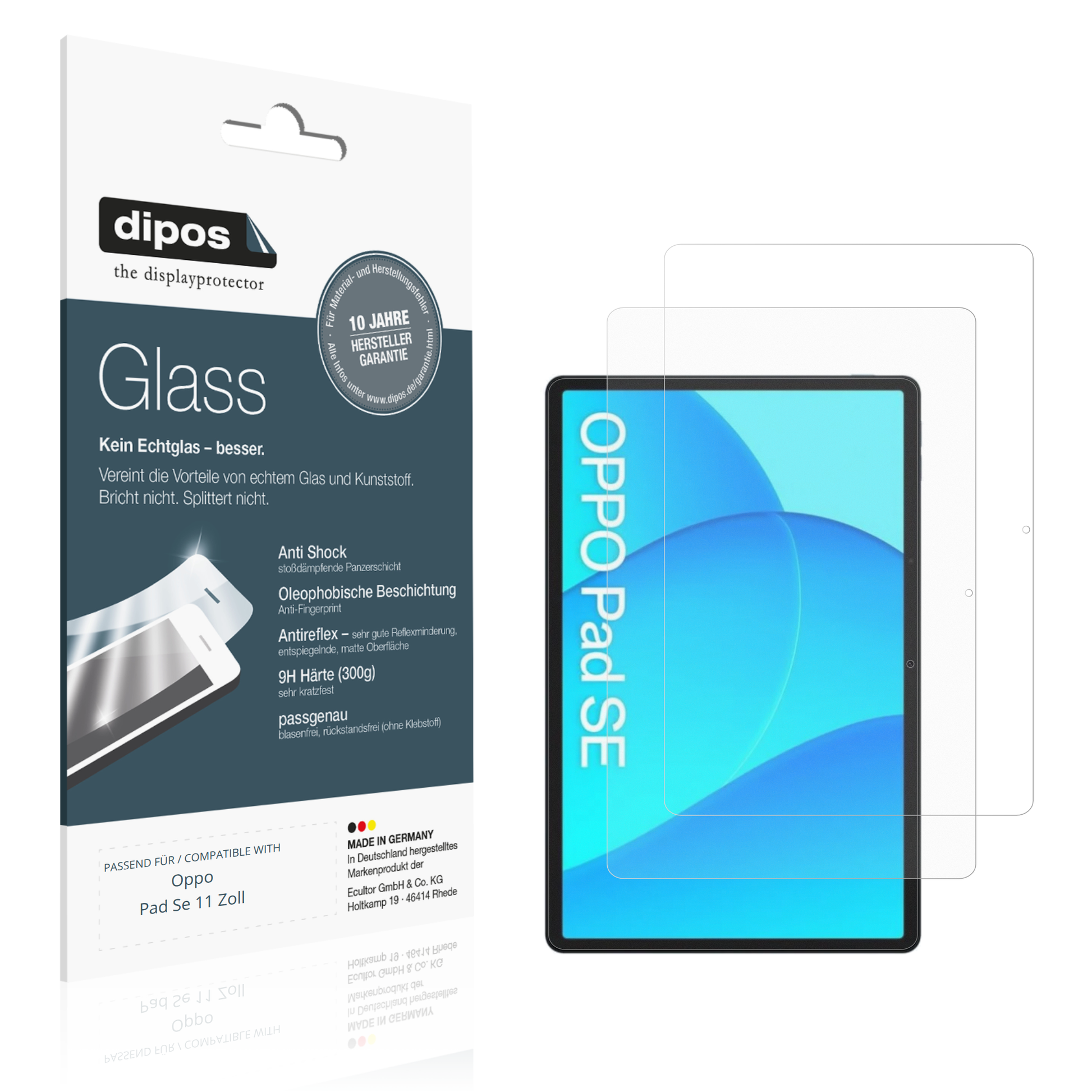 Matte Displayschutzfolie von dipos passend für Oppo Pad Se 11 Zoll, 9H kratzfest und blasenfrei montiert