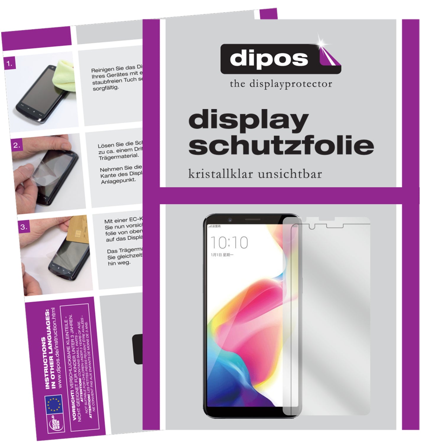Kristallklare, dünne Schutzfolie: Kratzfest & passgenau für Oppo-R11s Plus