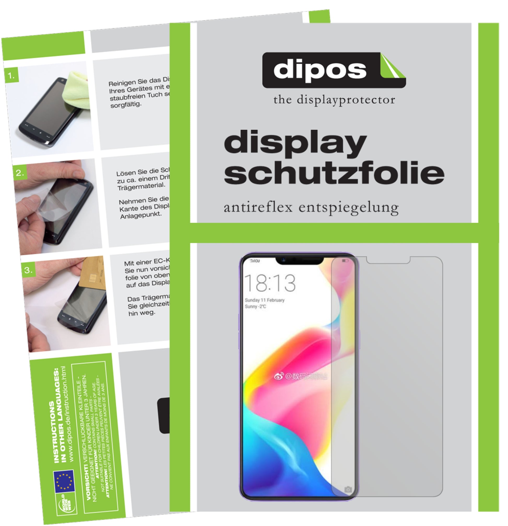 Mattes Panzerglas: Entspiegelte, dünne Folie, Fingerabdruckresistenz und Bildschirmschutz für Oppo-R15