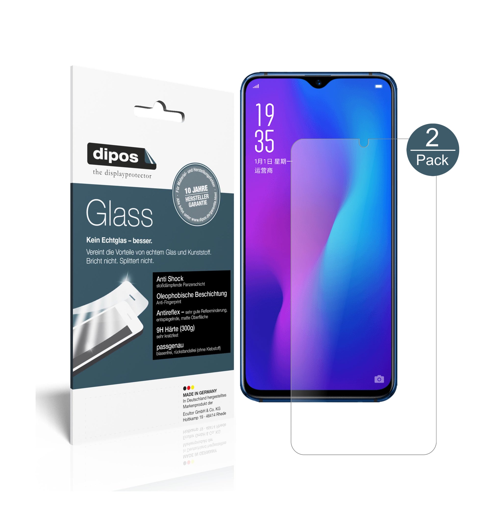 Mattes Panzerglas: Schutz vor Brüchen, Fingerabdrücken und Bildschirmblendung für Oppo-R17 Pro
