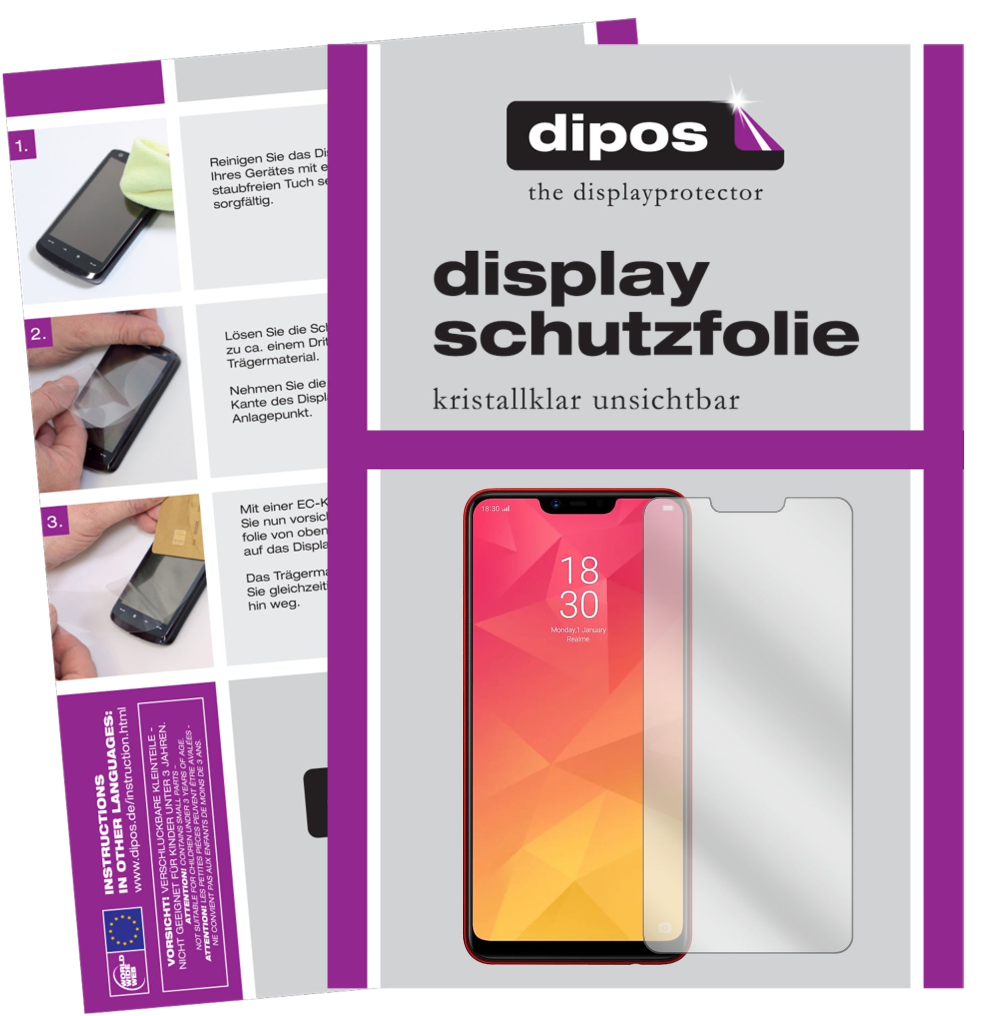 Kristallklare, dünne Schutzfolie: Kratzfest & passgenau für Oppo-Realme 2