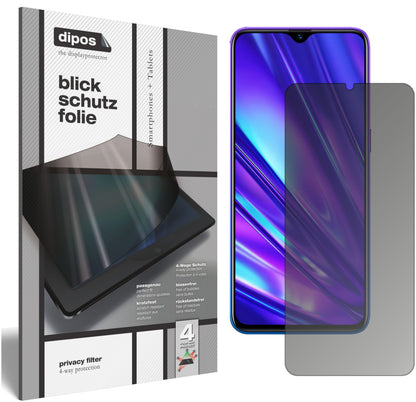 Blickschutzfolie von dipos passend für Oppo Realme 5s, präziser Zuschnitt und blasenfrei montiert