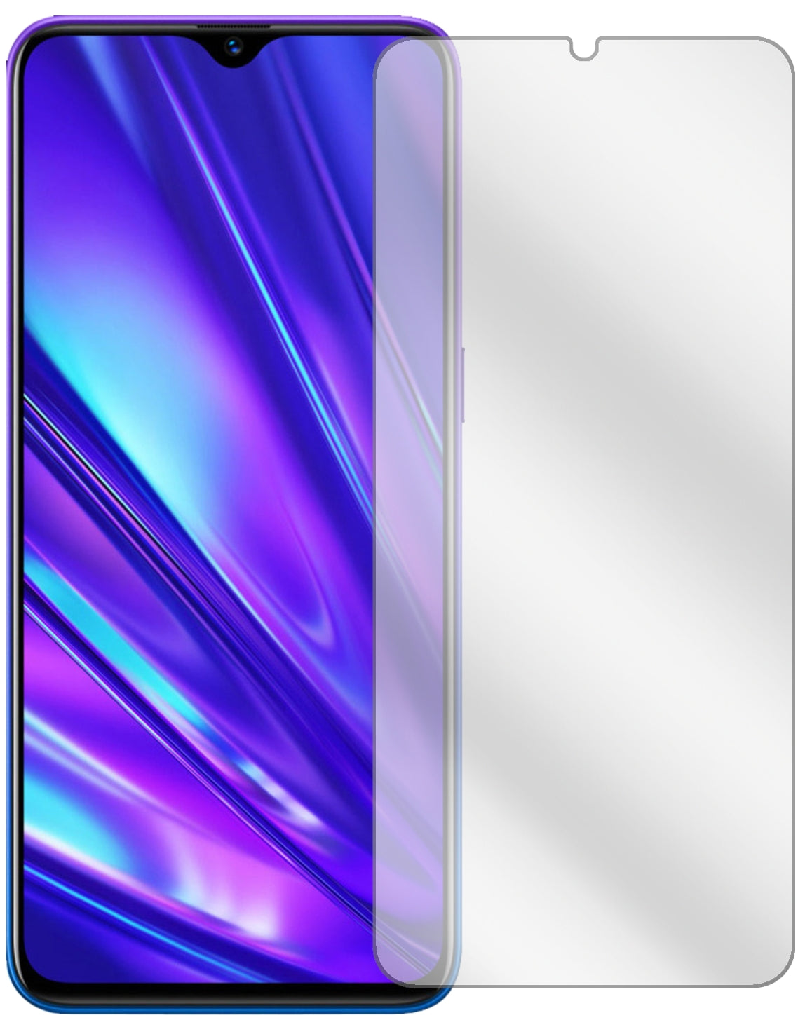 OppoRealme 5s mit aufgebrachter dipos Displayschutzfolie, glasklare Darstellung ohne Einschränkungen