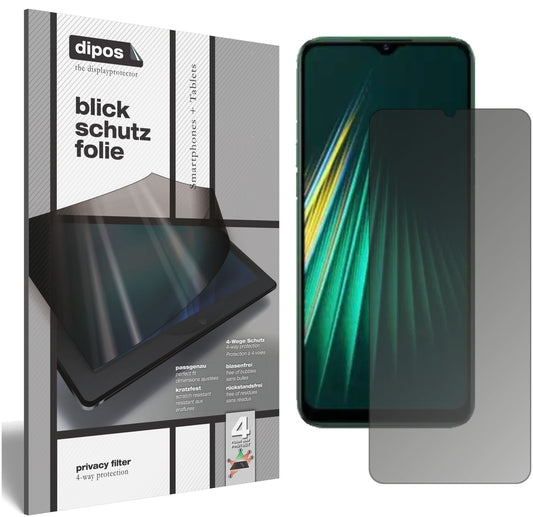 Blickschutzfolie von dipos passend für Oppo Realme Narzo 10A, präziser Zuschnitt und blasenfrei montiert