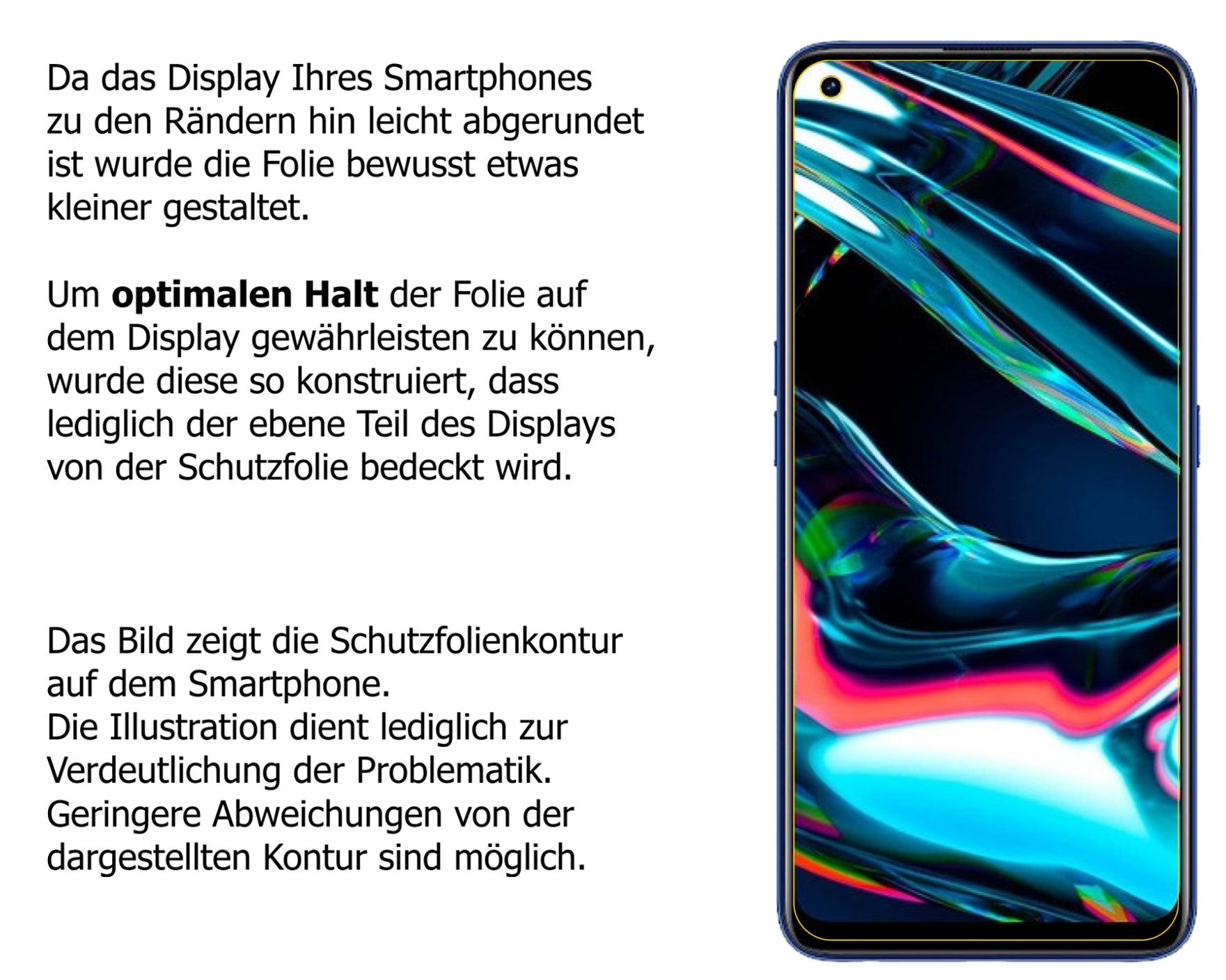 Schutzfolie mit optimaler Passform, zur Verwendung mit Hüllen geeignet
